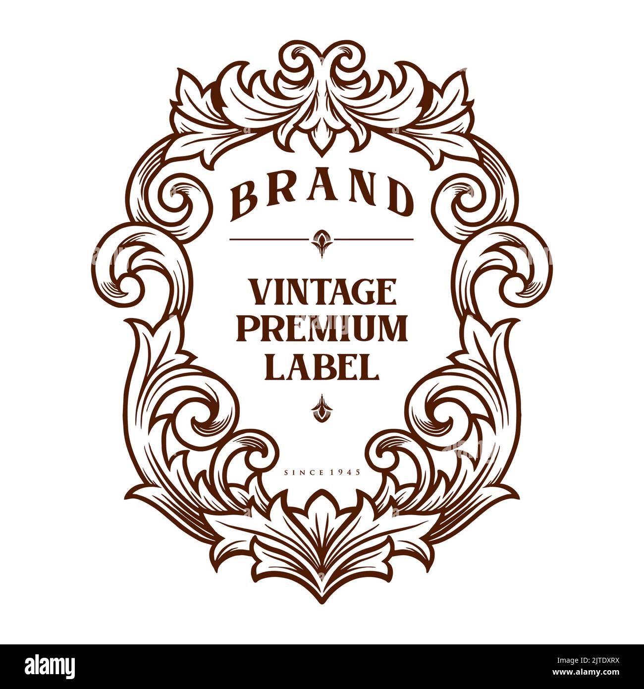 Calligraphy Badge Floral ornate Silhouette Vector illustrazioni per il tuo lavoro Logo, mascotte merchandise t-shirt, adesivi e disegni di etichette, poster, gr Foto Stock