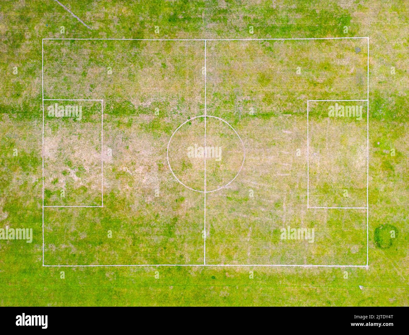 Vista aerea del campo di calcio locale Foto Stock