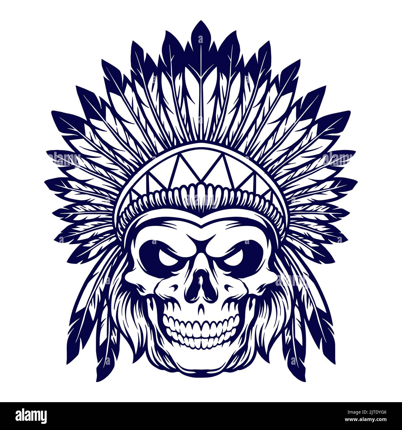 Chief Indian Apache Silhouette Vector illustrazioni per il tuo lavoro Logo, mascotte merchandise t-shirt, adesivi e disegni di etichette, poster, biglietti d'auguri Foto Stock