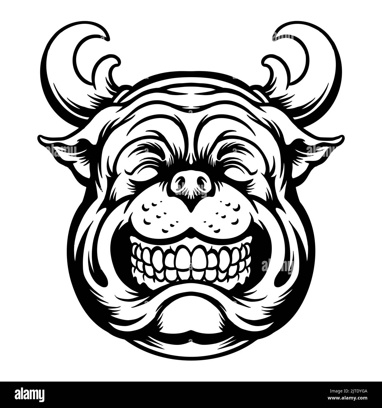 Natale Bulldog Mascotte Silhouette illustrazioni vettoriali per il tuo lavoro Logo, mascotte merchandise t-shirt, adesivi e disegni di etichette, poster, saluto Foto Stock