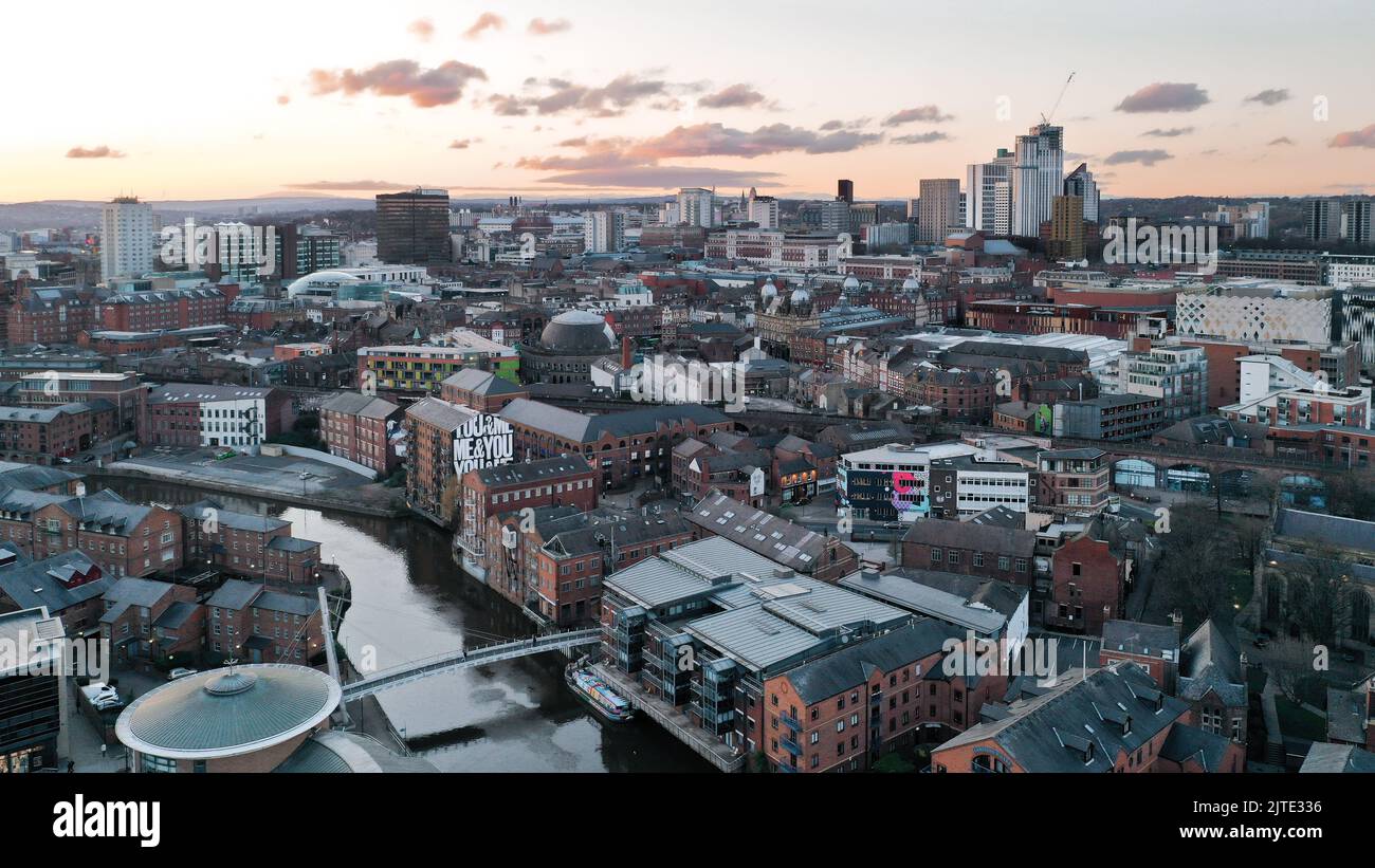 Skyline del centro di Leeds Foto Stock