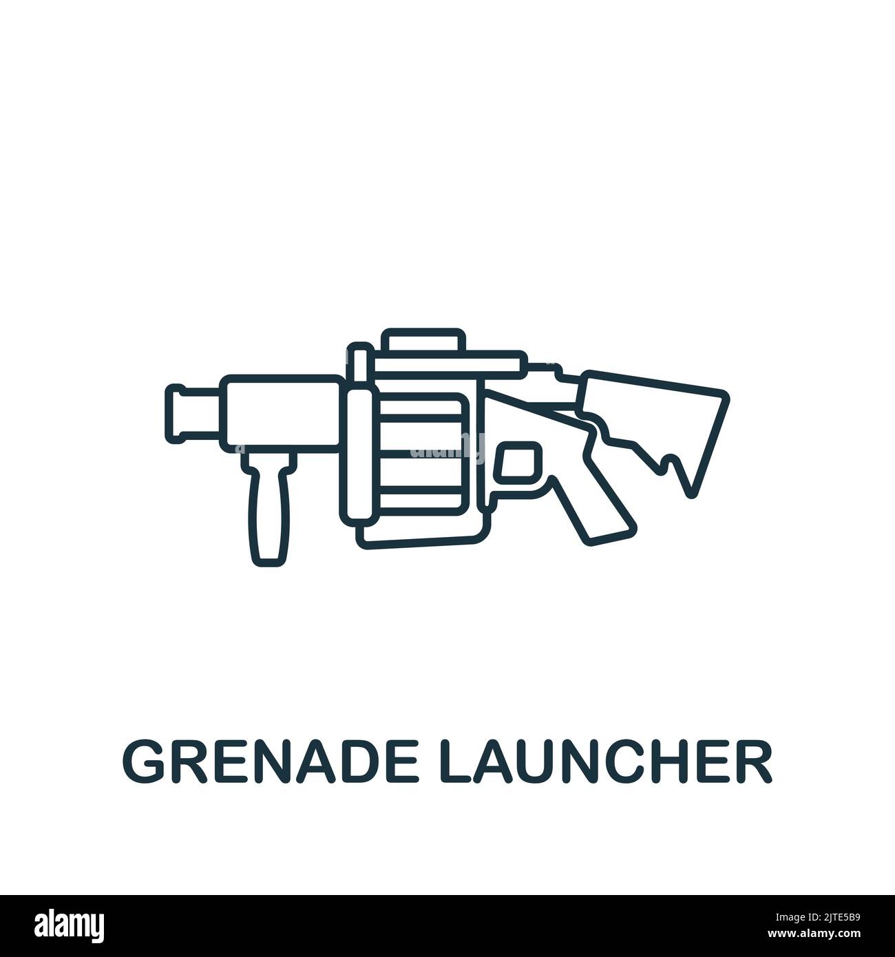 Icona di Grenade Launcher. Linea semplice linea arma icona per modelli, web design e infografiche Illustrazione Vettoriale