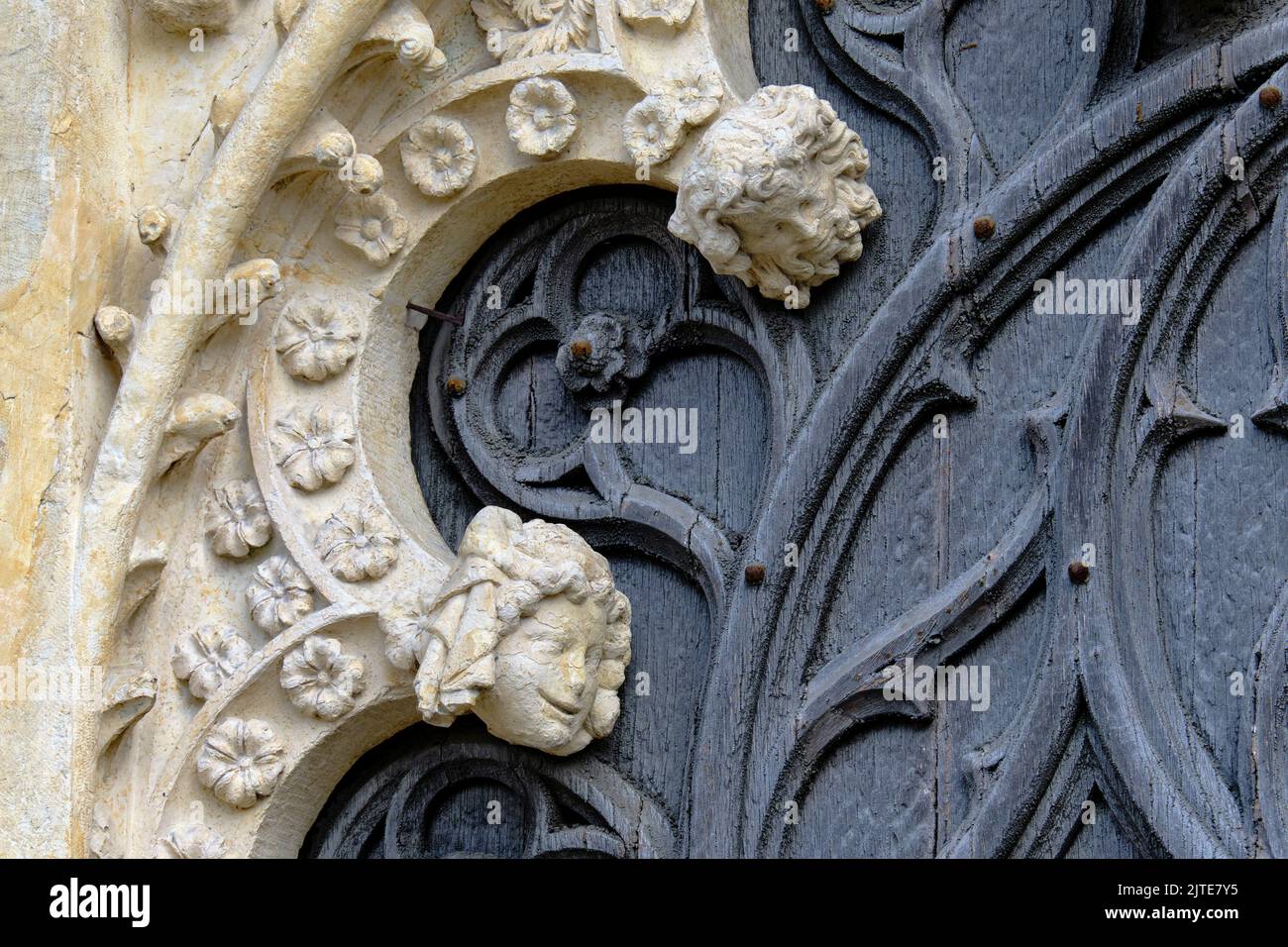 Francia, Cher (18), Bourges, la cattedrale di Saint Etienne, patrimonio mondiale dell'UNESCO, l'ultima sentenza, il portale ovest Foto Stock