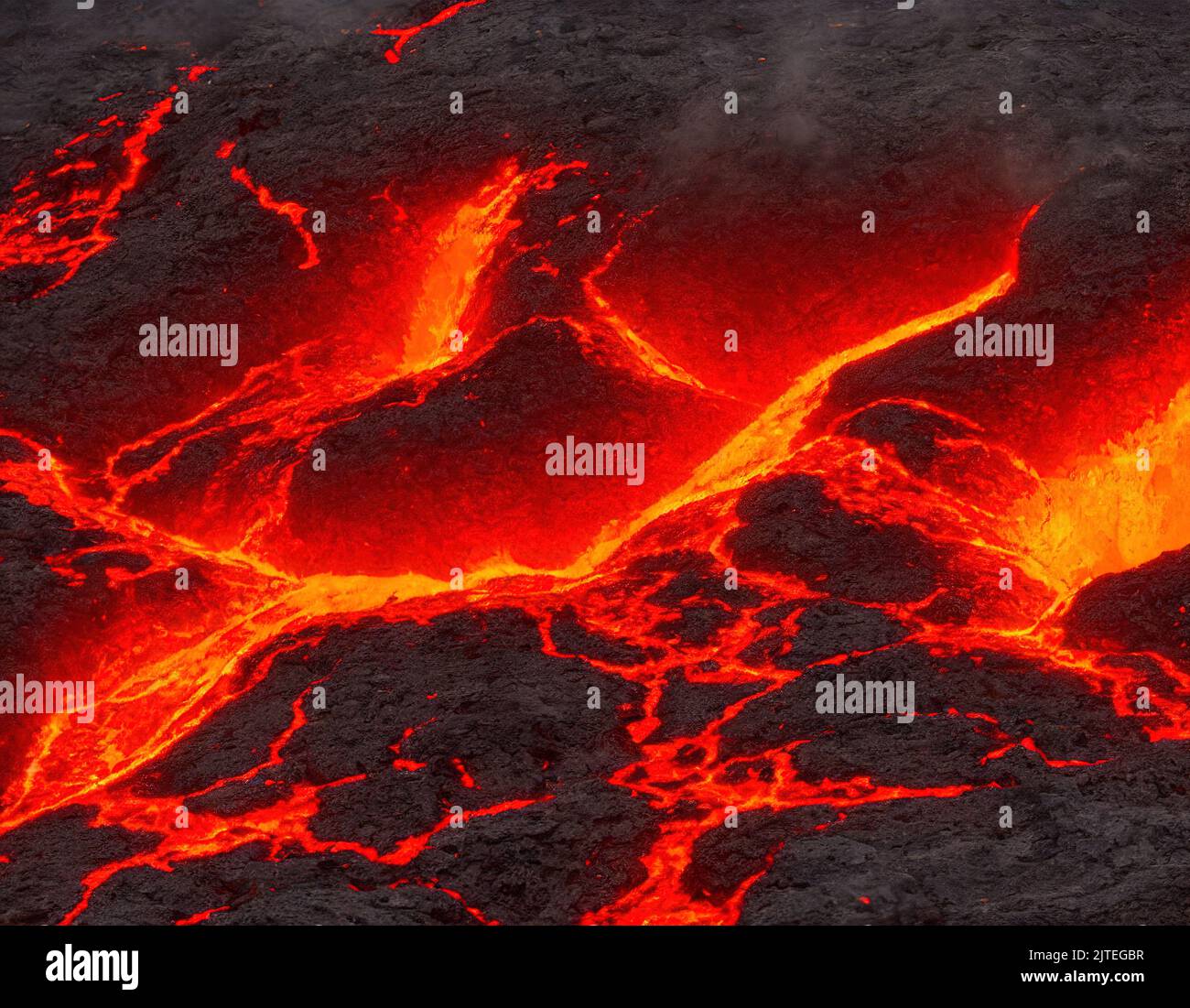 3d rendering di primo piano di eruzione di lava calda Foto Stock