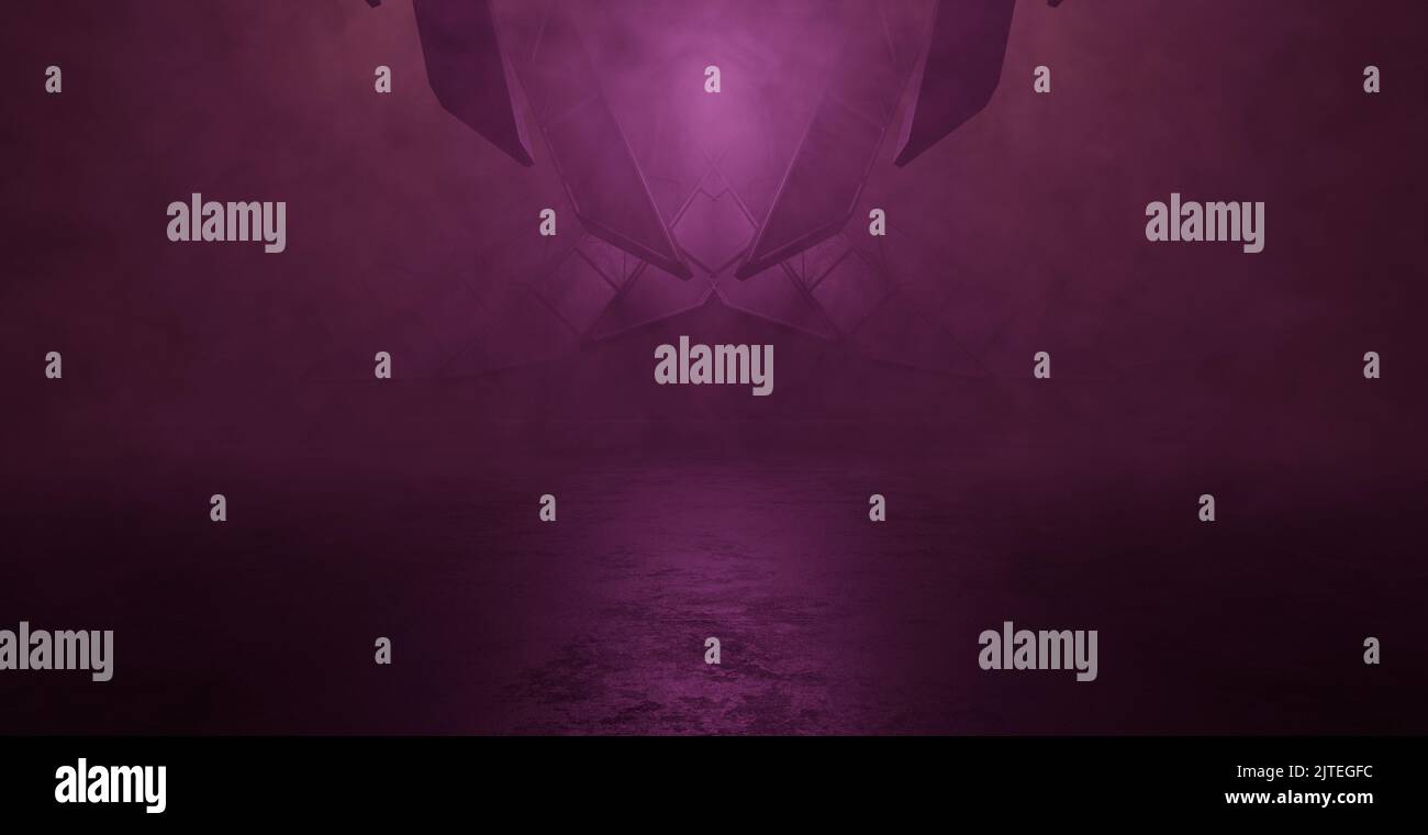 Abstract Sconosciuto vuoto fumo luminoso Viola composizione Illustrazione Banner sfondo sfondo 3D rendering Foto Stock