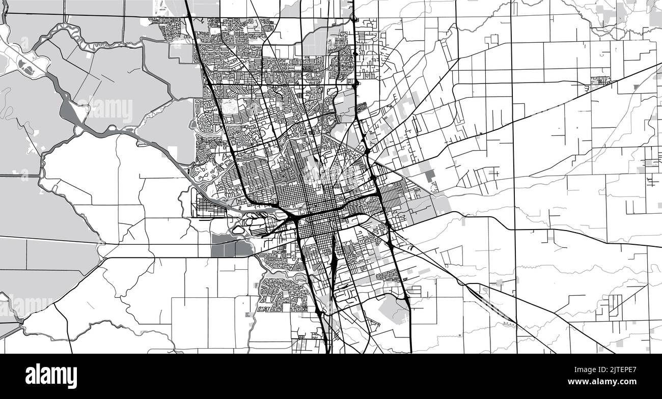 Mappa urbana vettoriale della città di Stockton, California, Stati Uniti d'America Illustrazione Vettoriale