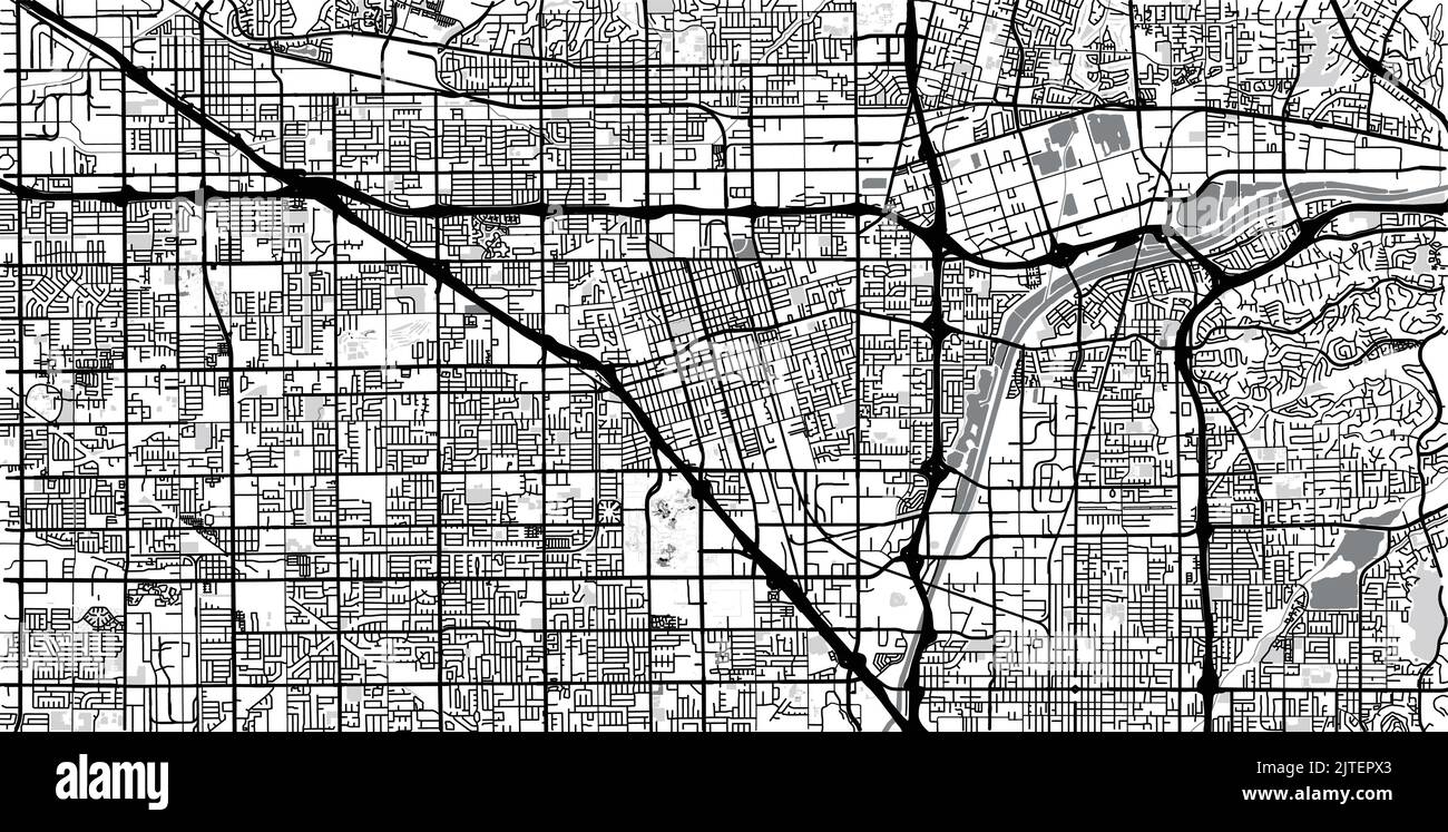 Mappa urbana vettoriale della città di Anaheim, California , Stati Uniti d'America Illustrazione Vettoriale