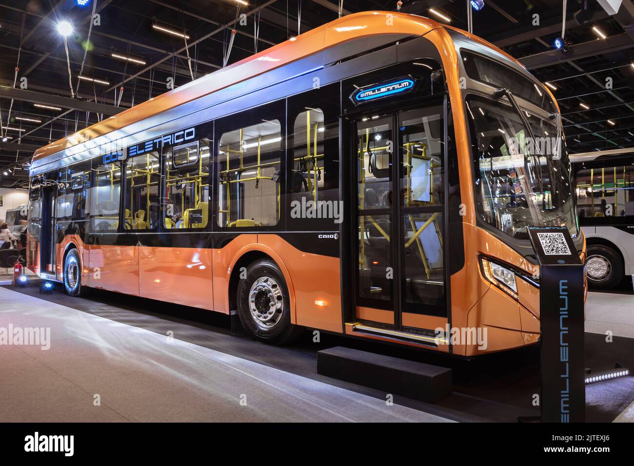 Bus elettrico Caio eMillenium in mostra alla LAT.BUS 2022 esposizione, che si svolge nella città di São Paolo. Foto Stock