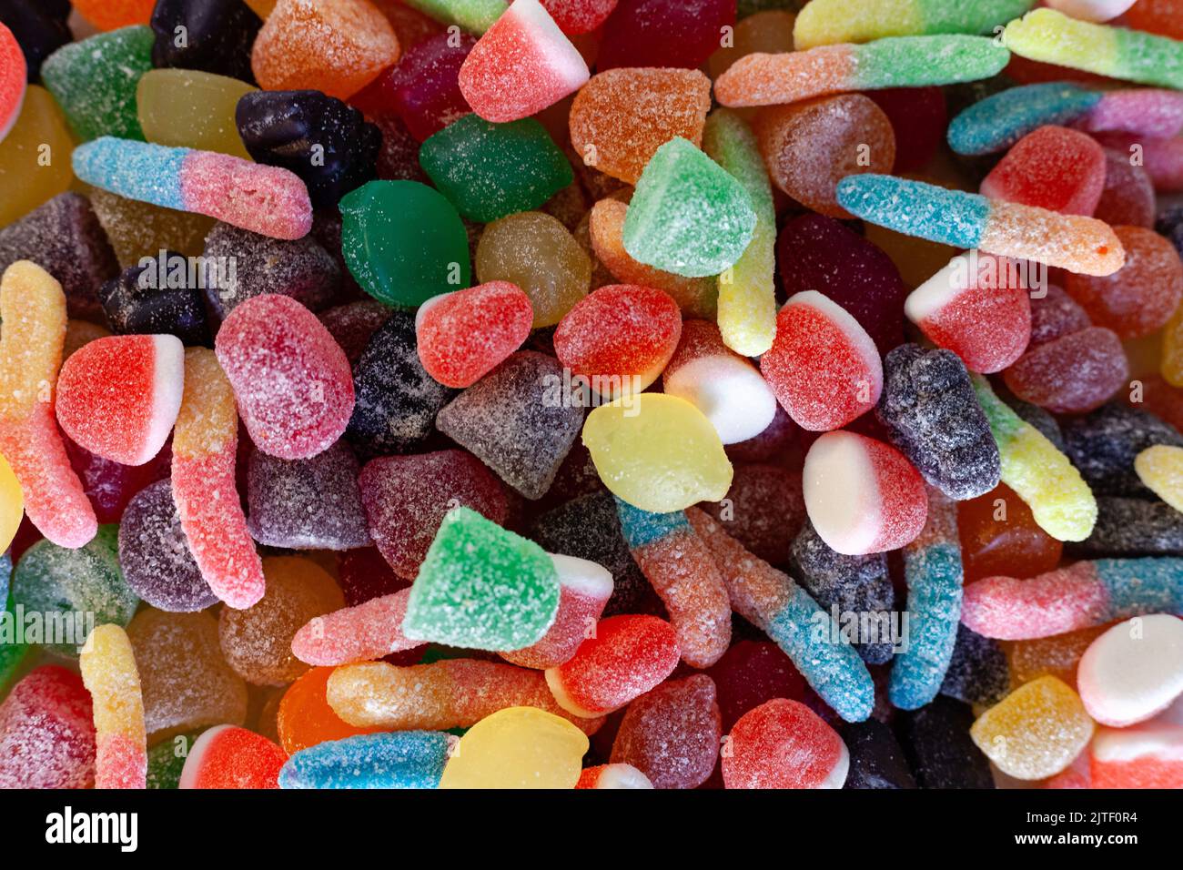 Un assortimento di dolci di gelatina colorati. Foto Stock
