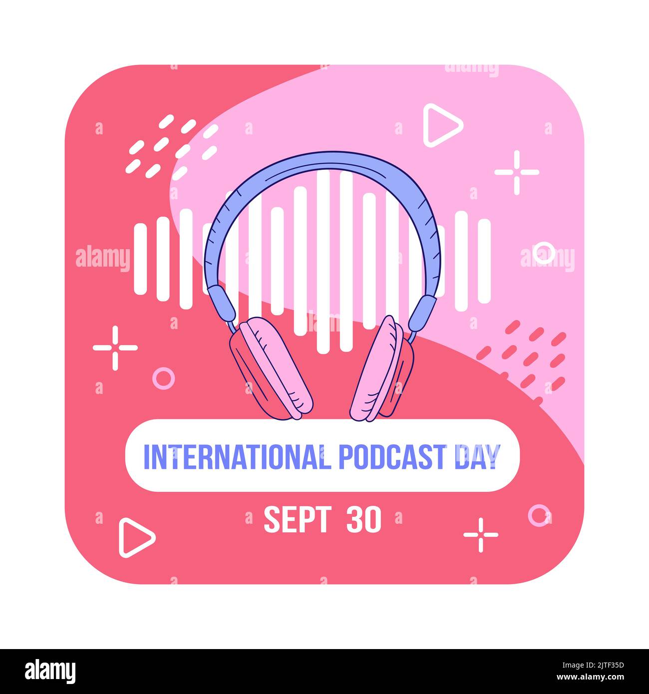 Illustrazione vettoriale sul tema della Giornata Internazionale del Podcast il 30th settembre. Adatto per poster e striscioni di biglietti d'auguri. Illustrazione Vettoriale