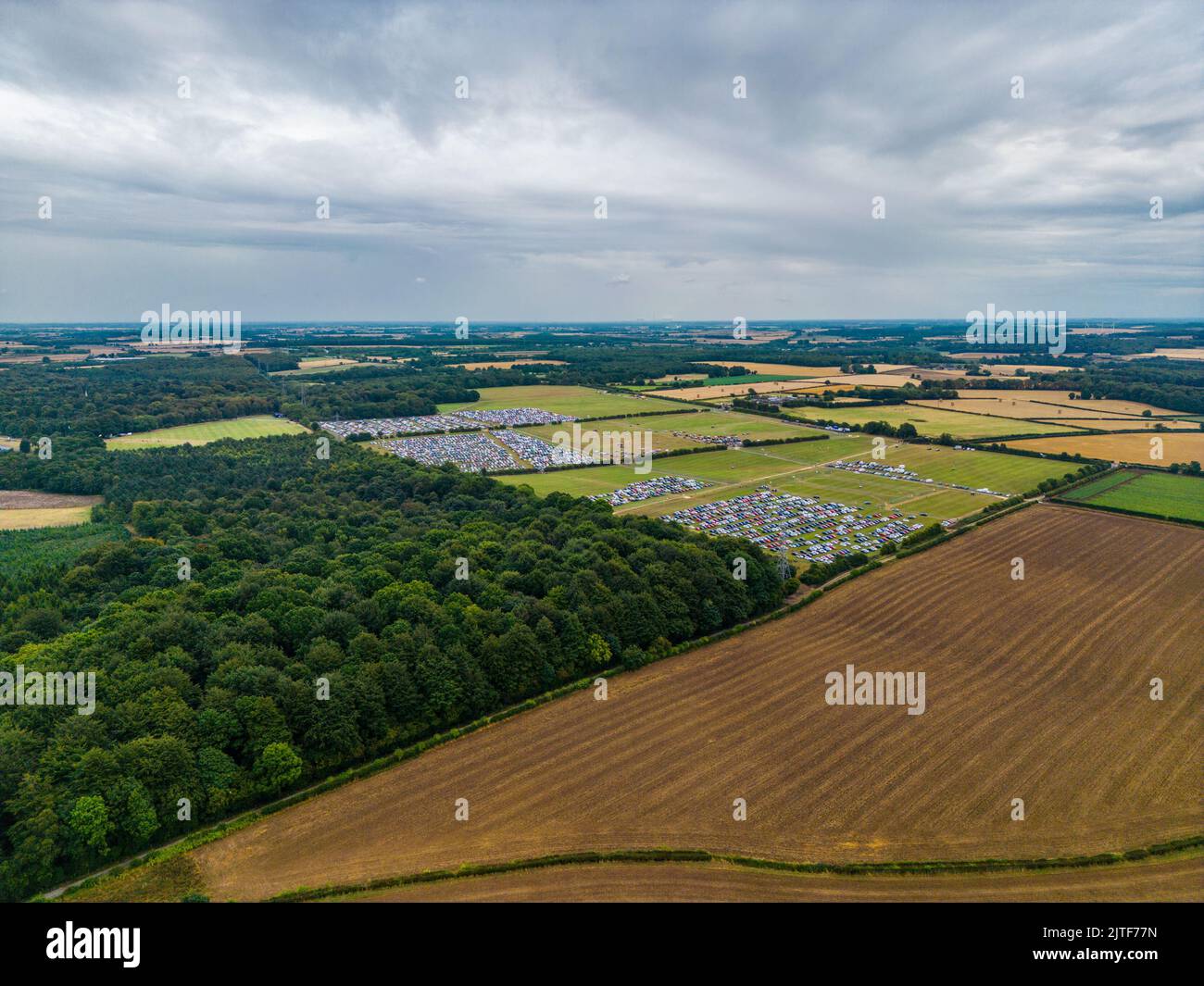 Vista aerea sul Leeds Festival nel Bramham Park Foto Stock
