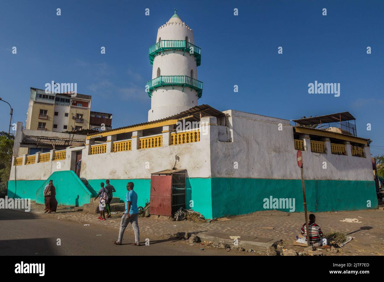 GIBUTI, GIBUTI - 17 APRILE 2019: Moschea Hamoudi a Gibuti, capitale del Gibuti. Foto Stock