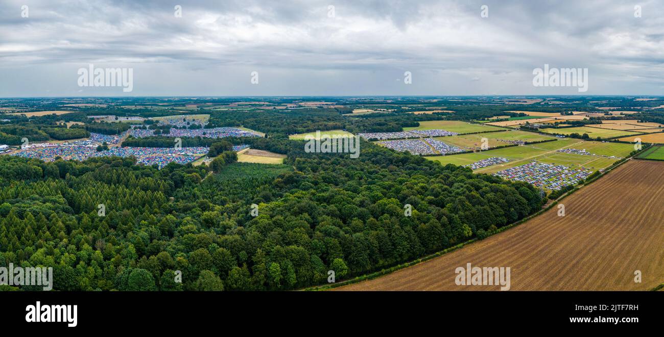 Vista aerea sul Leeds Festival nel Bramham Park Foto Stock