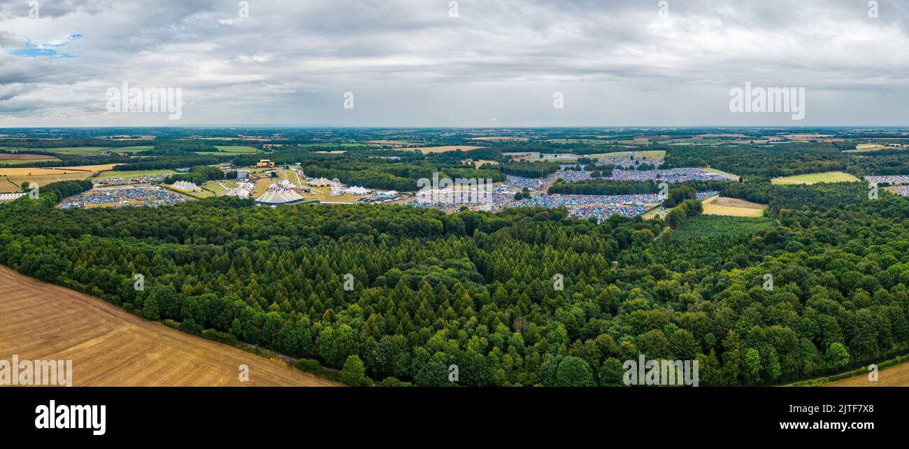 Vista aerea sul Leeds Festival nel Bramham Park Foto Stock