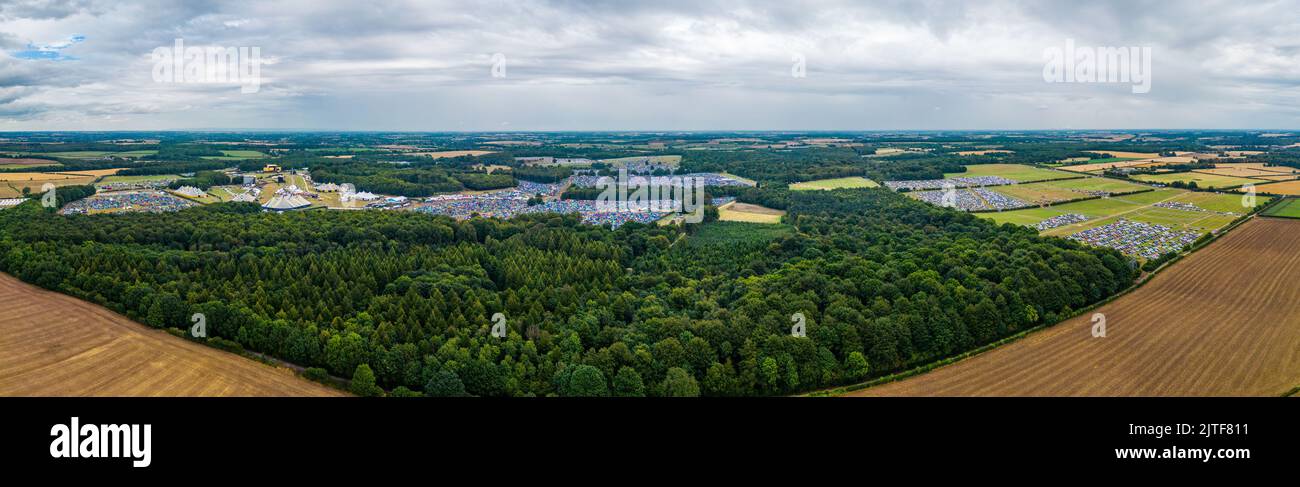 Vista aerea sul Leeds Festival nel Bramham Park Foto Stock