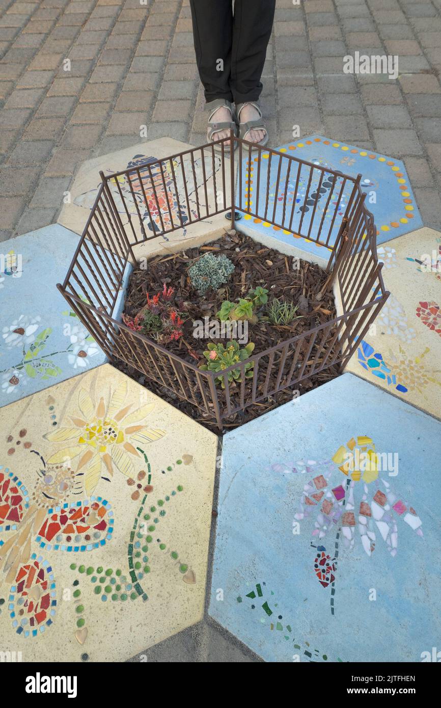 Il più piccolo parco cittadino del mondo. Questo piccolo giardino è di 78 pollici quadrati più piccolo del prossimo parco più piccolo, situato a Portland, OR. Foto Stock