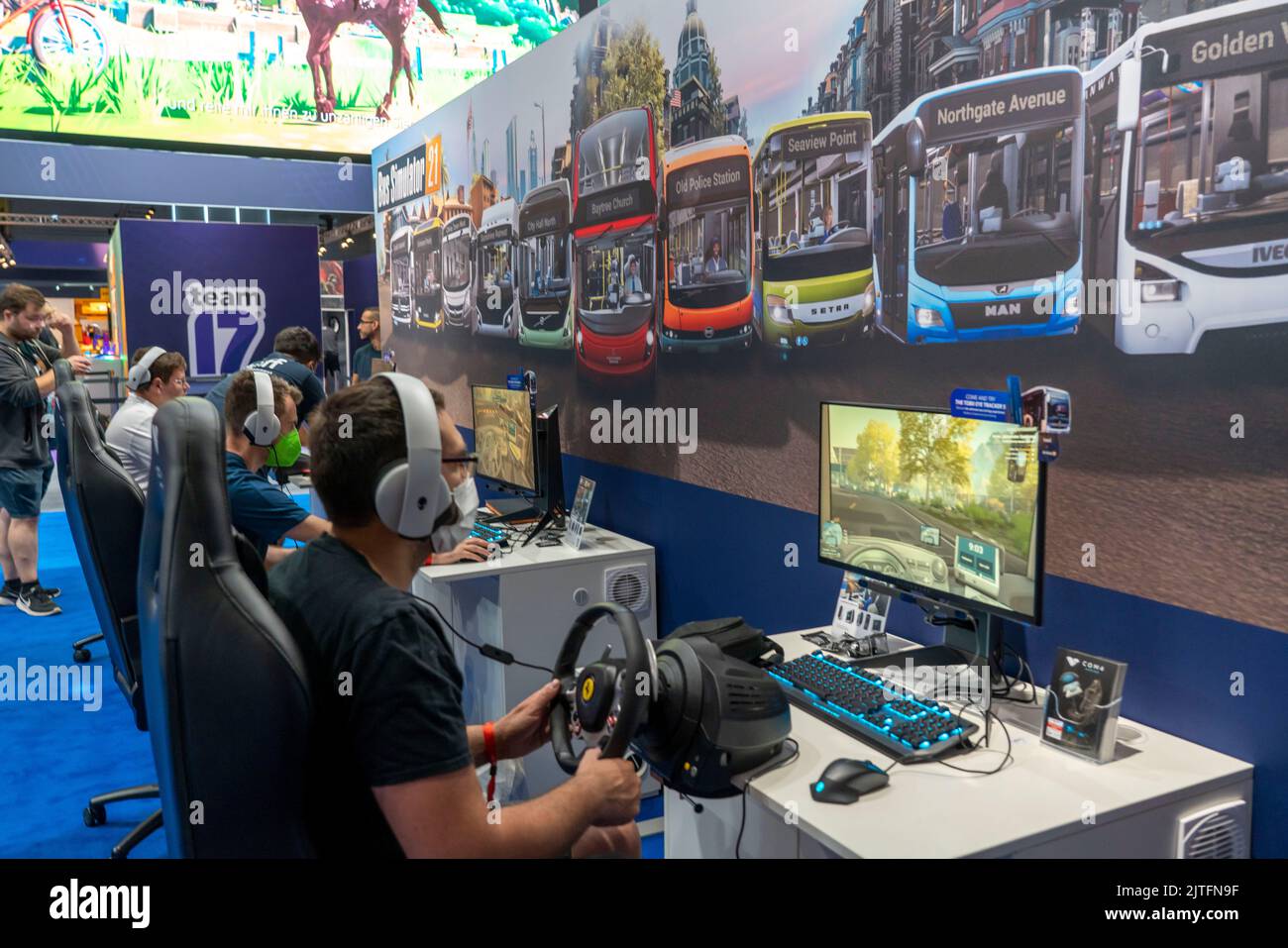 Gamescom, alla più grande fiera mondiale di videogiochi e di giochi per computer a Colonia, in Germania, Foto Stock