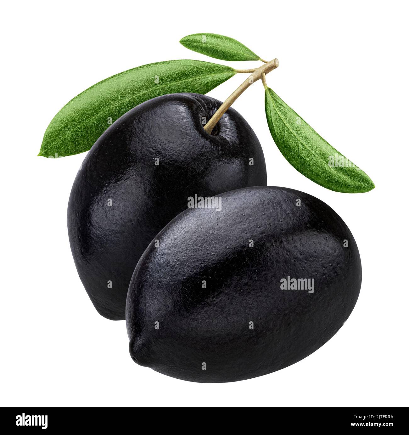 Olive nere isolati su sfondo bianco Foto Stock