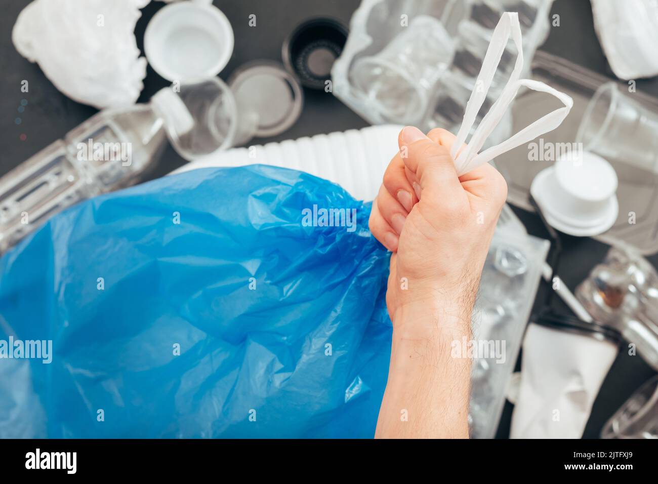 ecologia plastica libera vita terra inquinamento riciclaggio Foto Stock