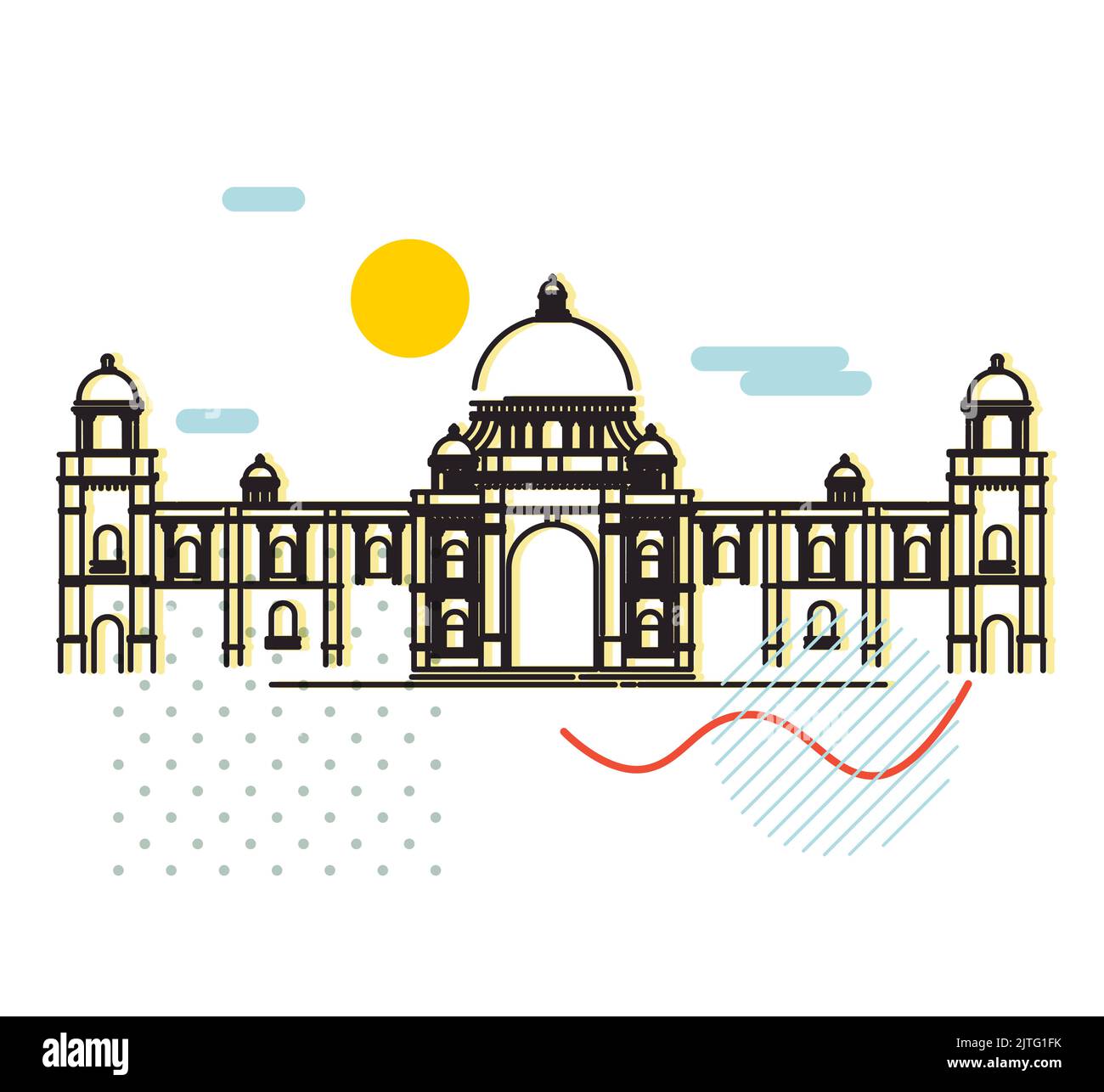 Icona della città di Kolkata - icona Victoria Memorial Illustrazione come file EPS 10 Illustrazione Vettoriale