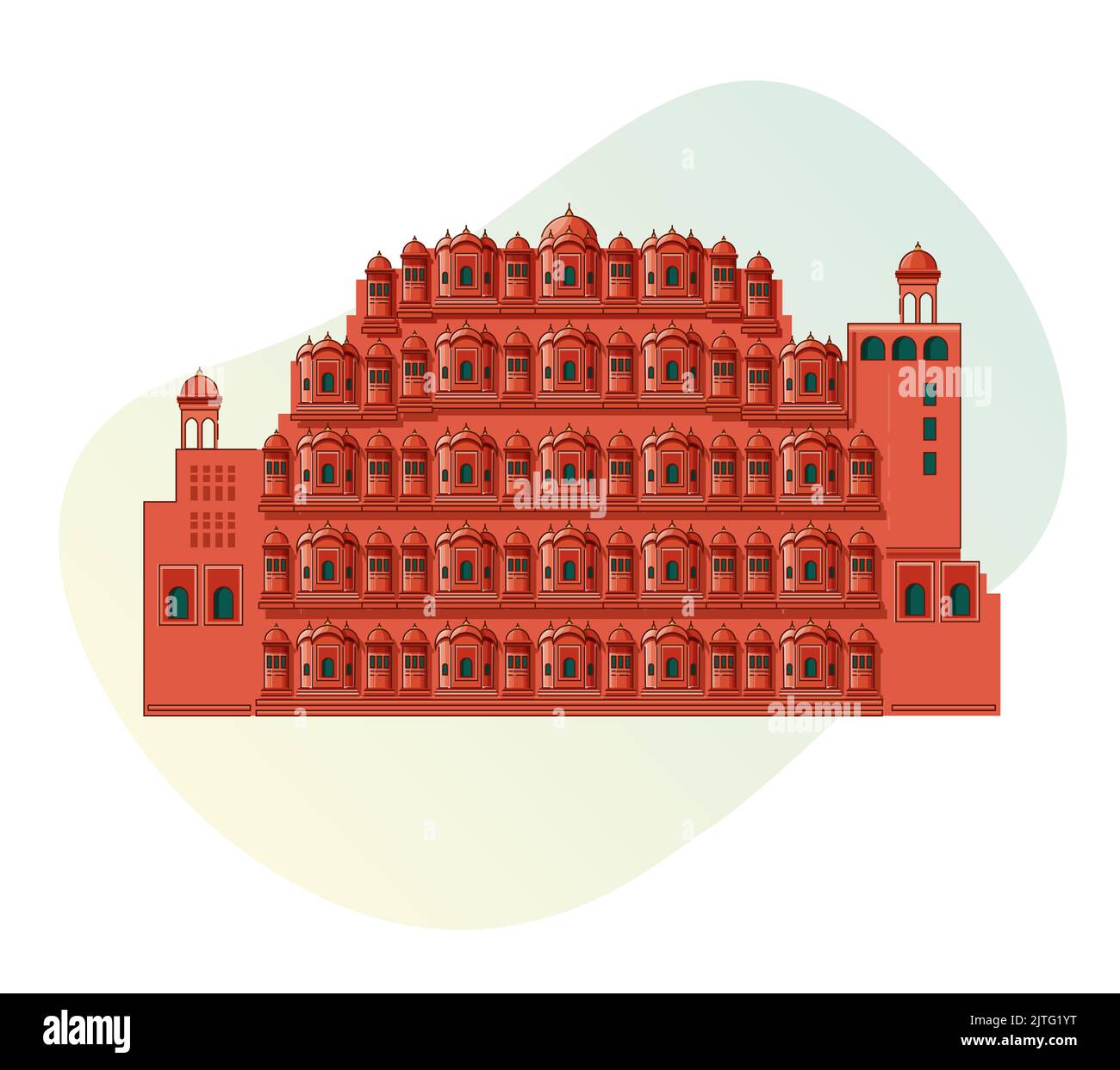 Icona storica Jaipur City - icona Hawa Mahal Illustrazione come EPS 10 file Illustrazione Vettoriale