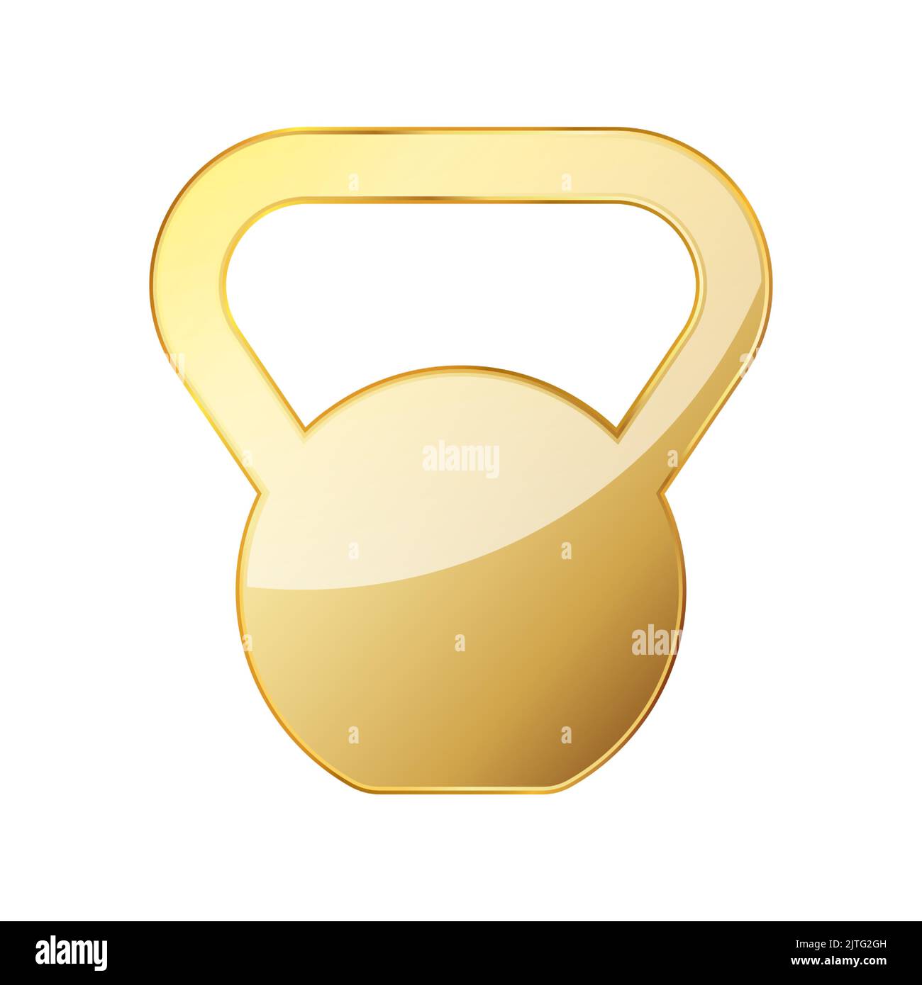 Icona Kettlebell d'oro. Elemento di design con logo dorato. Illustrazione vettoriale. Icona di KettleBell di esercitazione Illustrazione Vettoriale