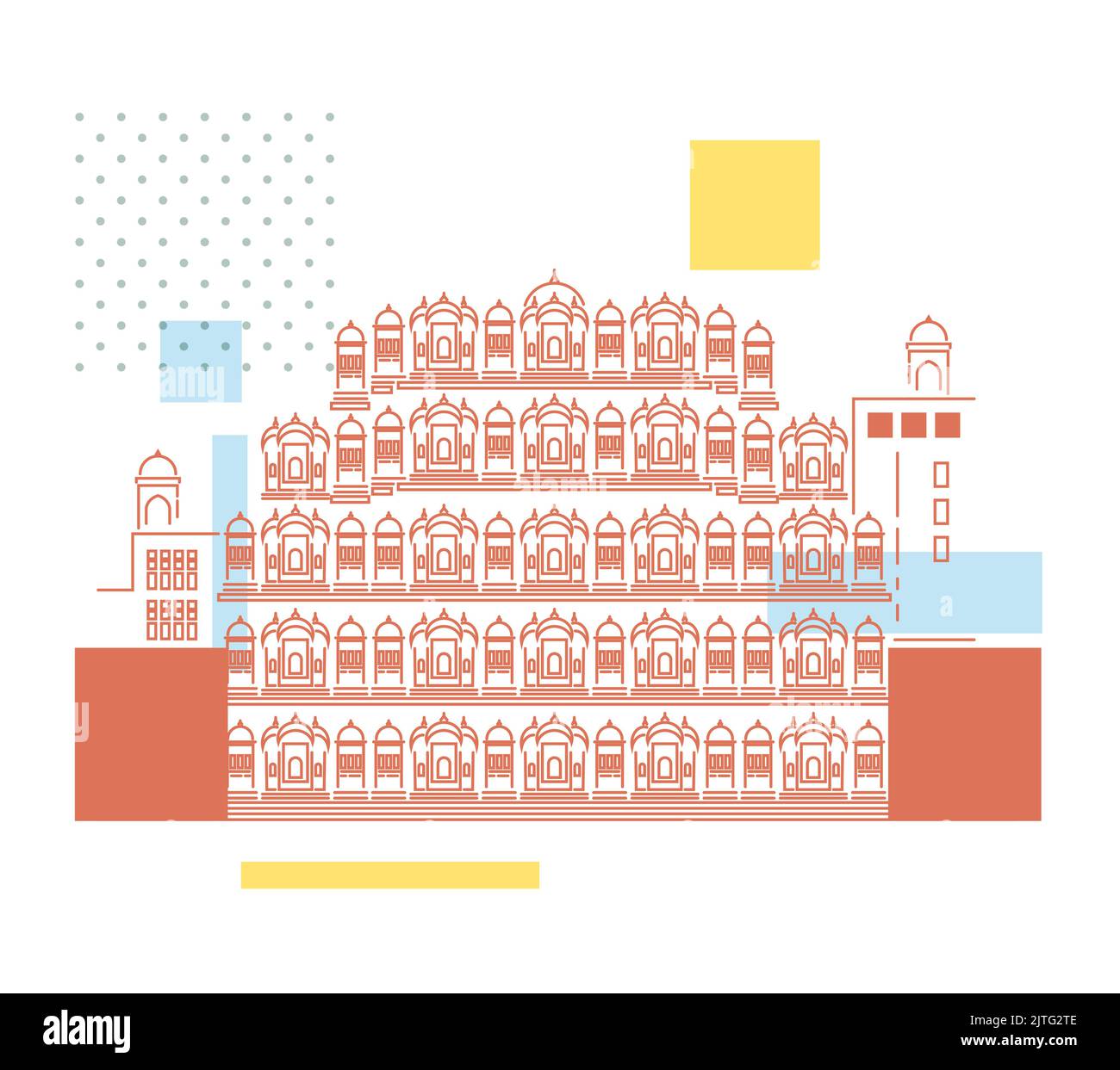 Icona storica Jaipur City - icona Hawa Mahal Illustrazione come EPS 10 file Illustrazione Vettoriale