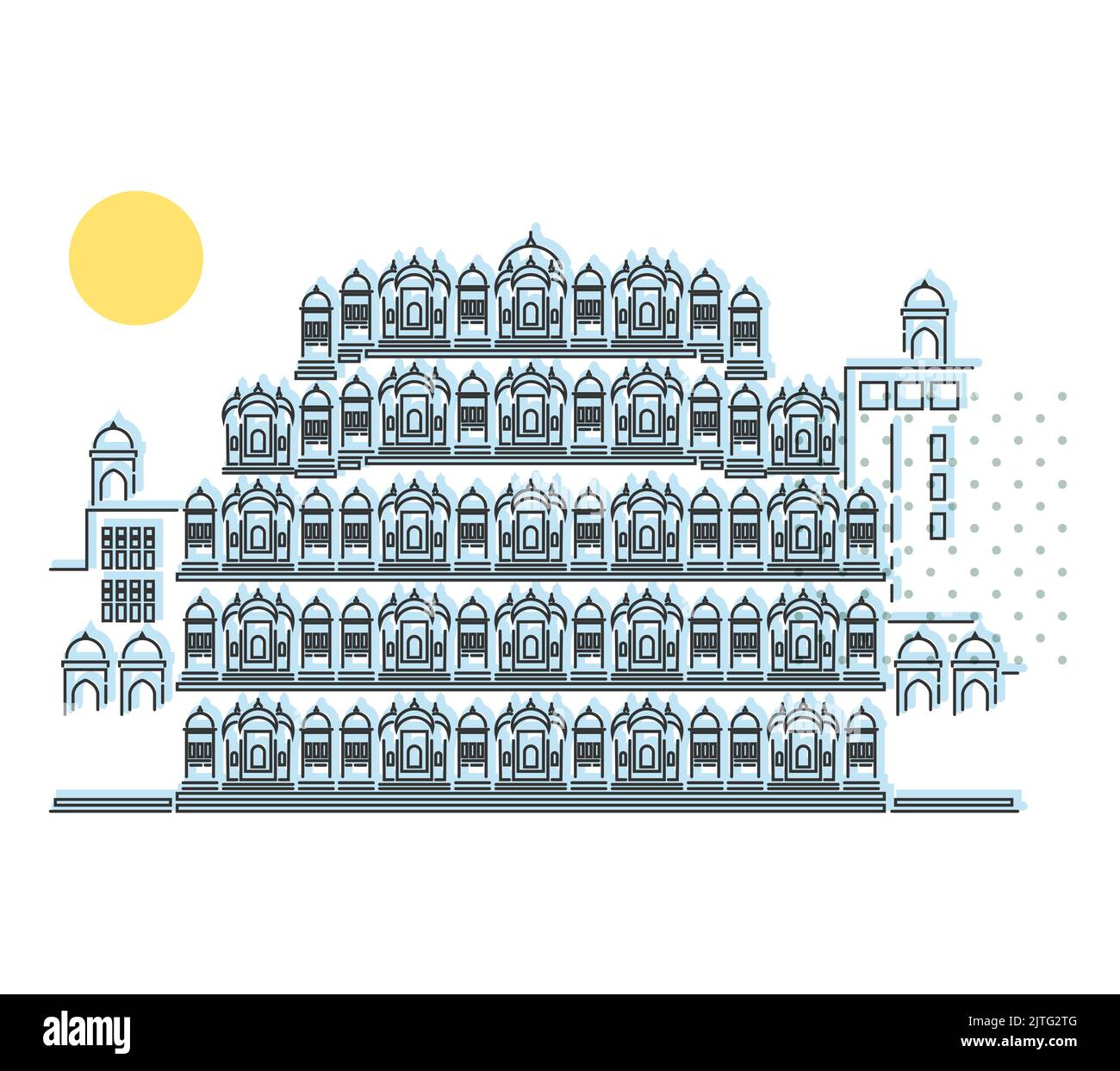 Icona storica Jaipur City - icona Hawa Mahal Illustrazione come EPS 10 file Illustrazione Vettoriale