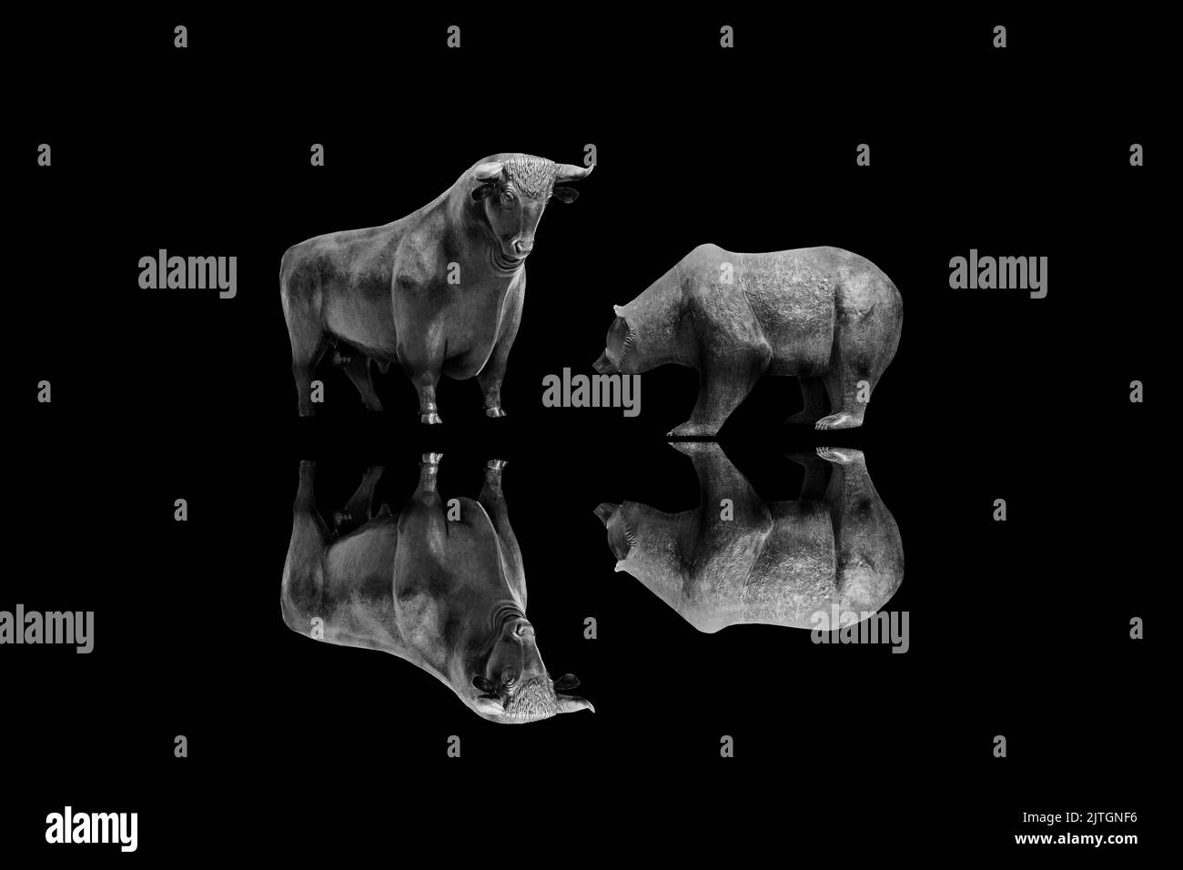 cifre simboliche della borsa, toro e orso Foto Stock
