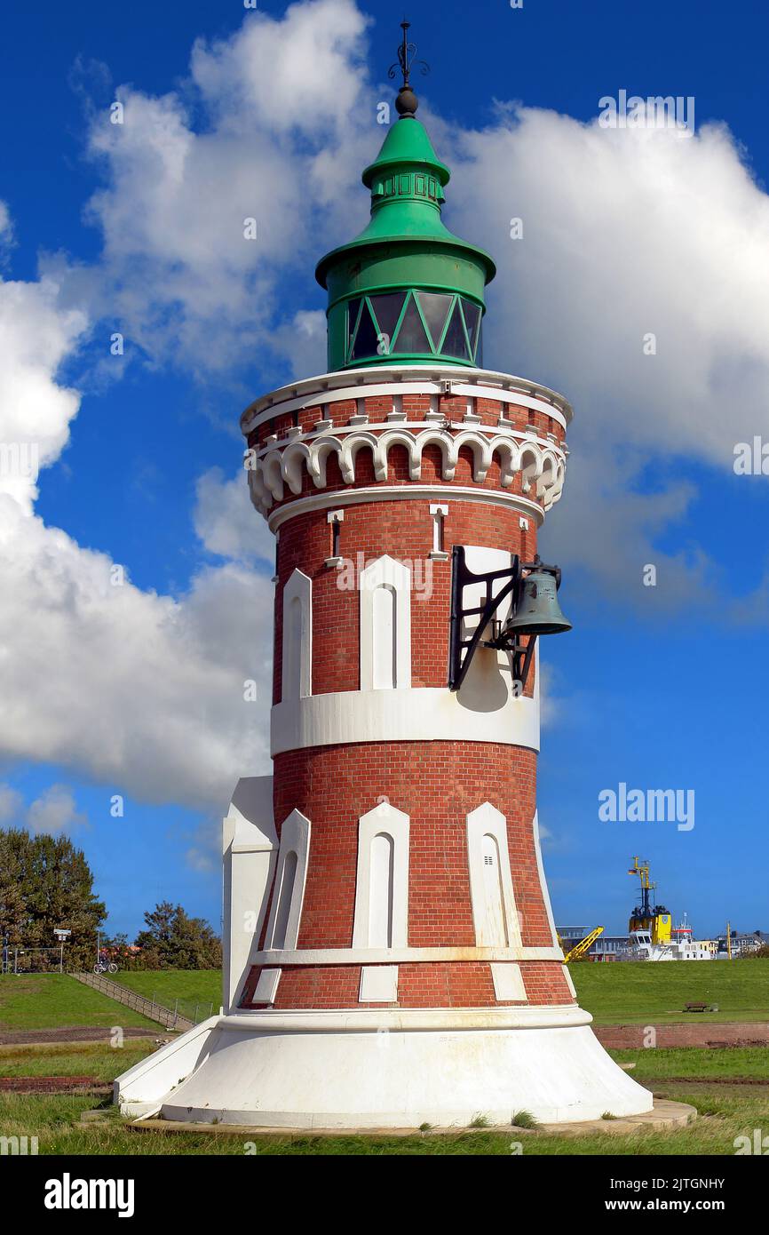 Faro Kaiserschleuse a Bremerhaven, Germania Foto Stock