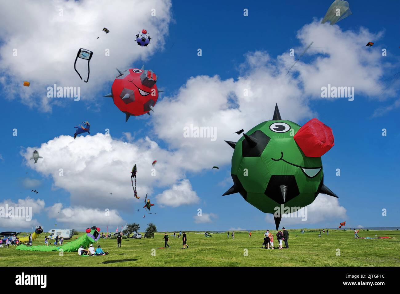 Festival di aquiloni colorati a Schillig, Germania, bassa Sassonia, Wangerland, Schillig Foto Stock