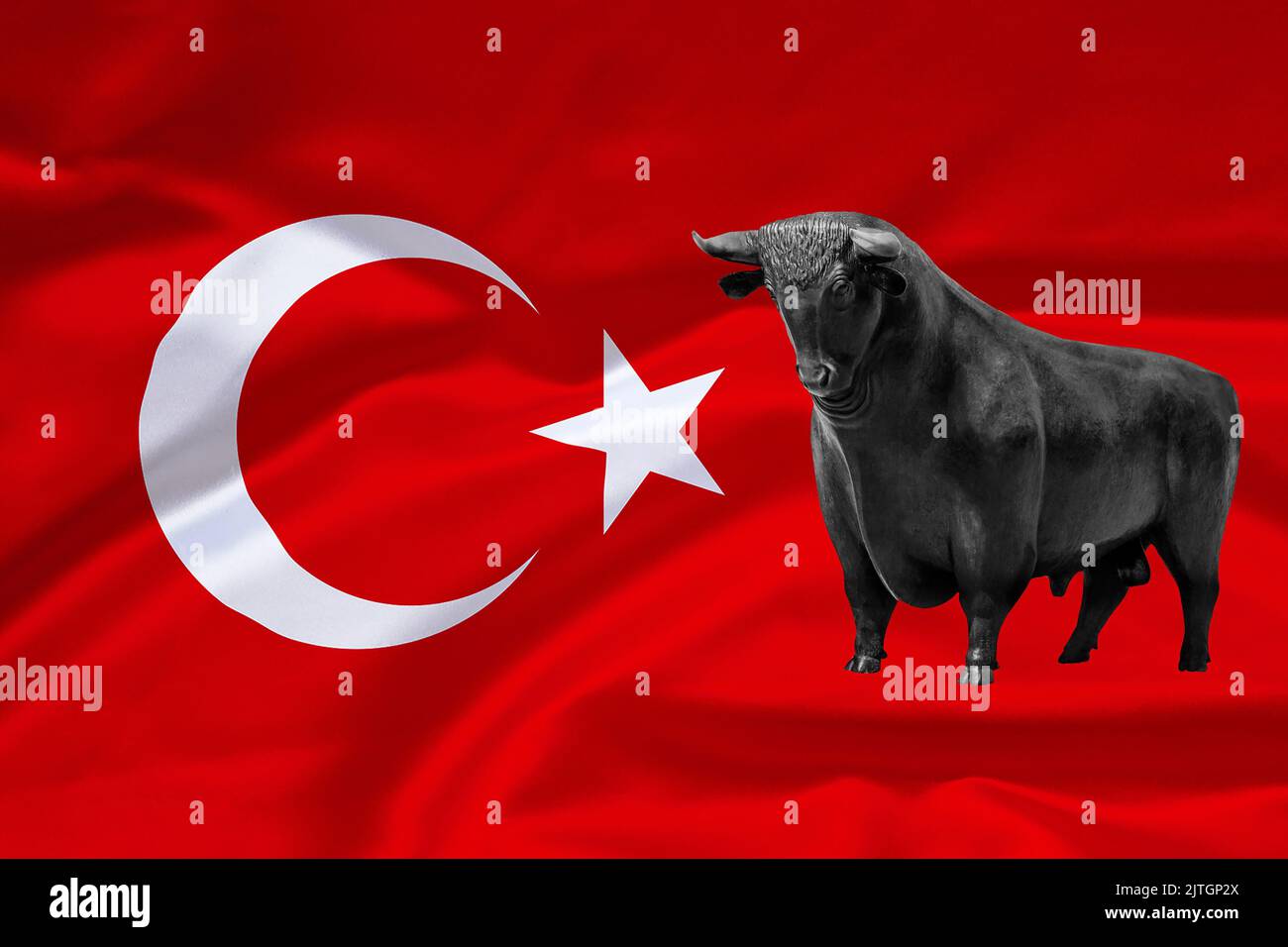 Bandiera della Turchia, Bull Market - Prezzi in aumento in Turchia, Turchia Foto Stock