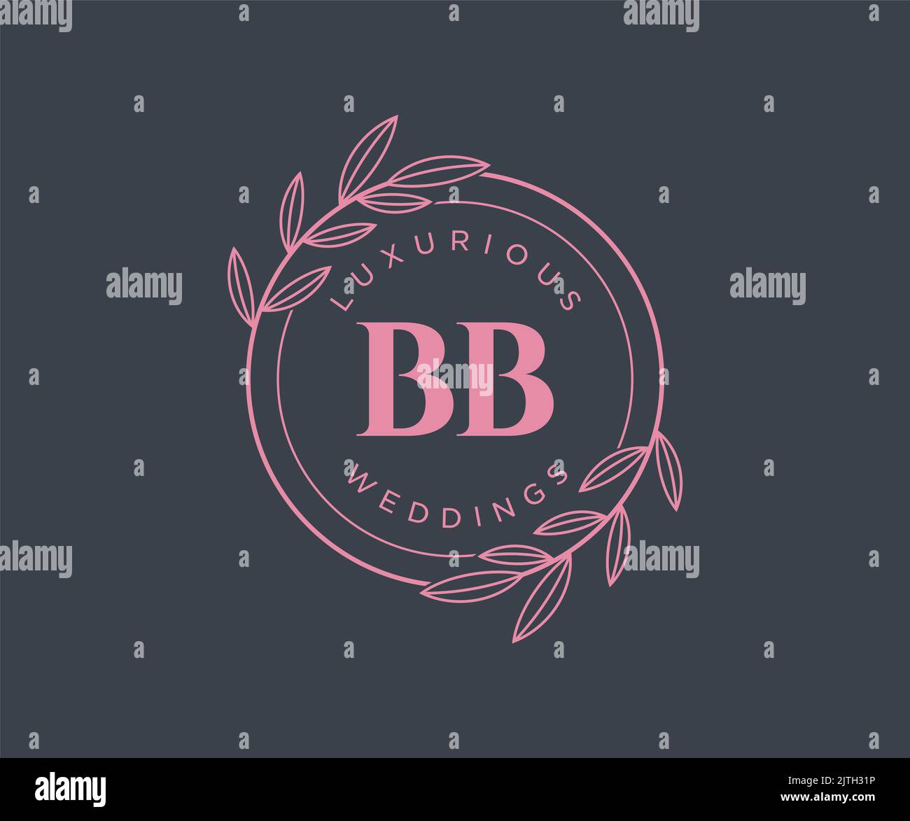 BB iniziali lettera Wedding monogramma modello loghi, disegnati a mano moderno minimalista e modelli floreali per carte di invito, Salva la data, elegante Illustrazione Vettoriale