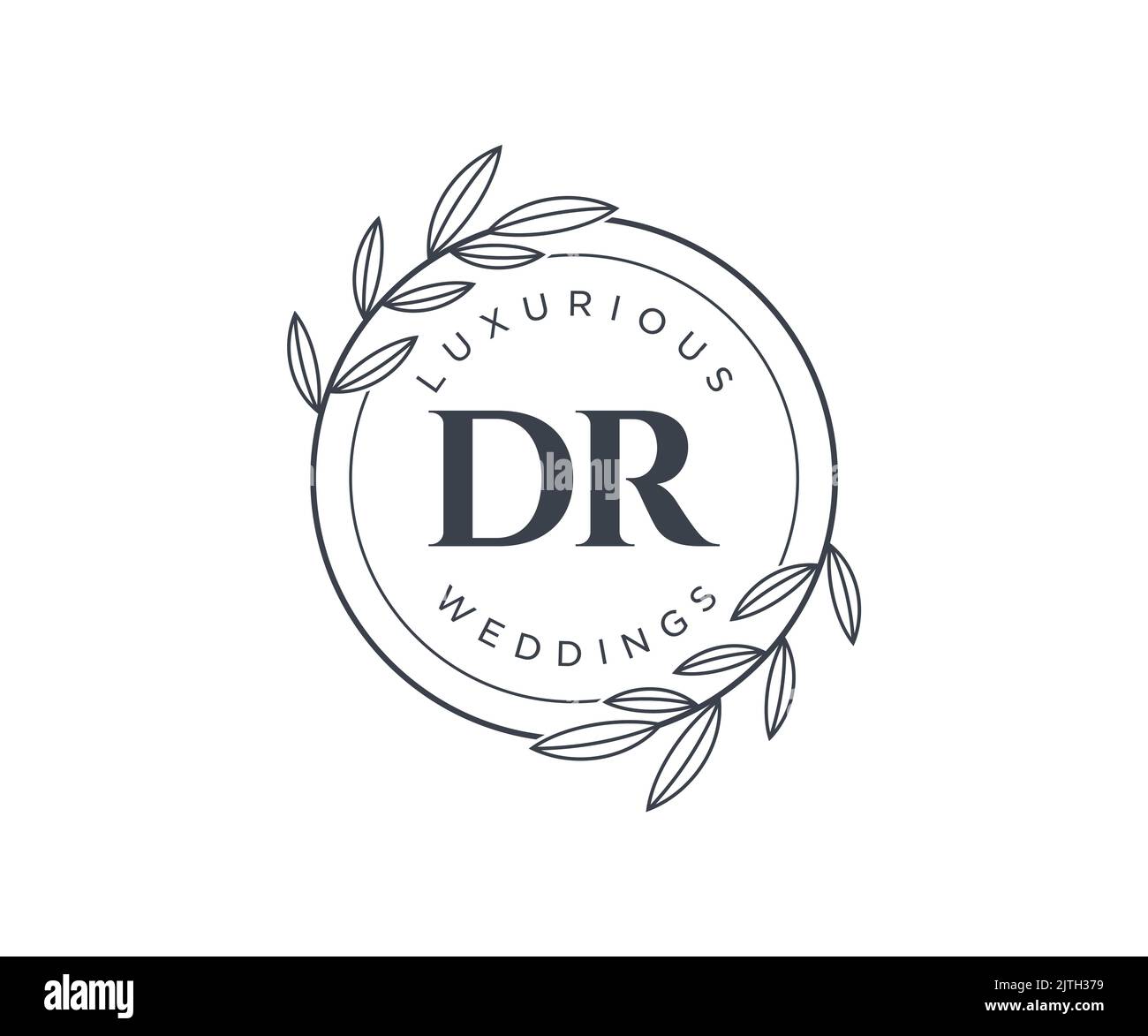 Dr iniziali lettera Wedding monogramma modello loghi, disegnati a mano moderno minimalista e modelli floreali per le carte di invito, Salva la data, elegante Illustrazione Vettoriale