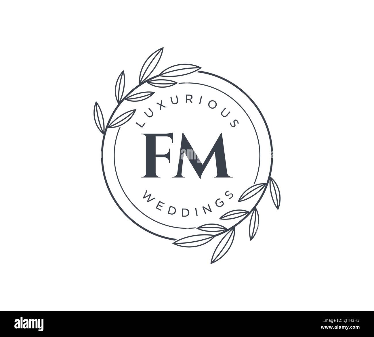 FM iniziali lettera matrimonio monogramma modello logo, a mano disegnata moderna minimalista e modelli floreali per biglietti di invito, Salva la data, elegante Illustrazione Vettoriale