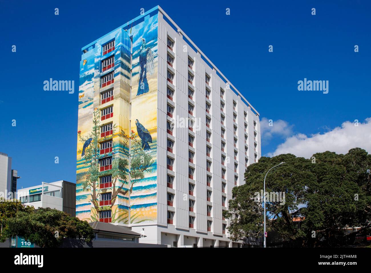 Auckland, Nuova Zelanda, 31 ago, 2022. L'artista Laken Whitecliffe ha dipinto un murale di 12 piani come fundraiser per un Hospice. Credit: David Rowland/Alamy Live News Foto Stock