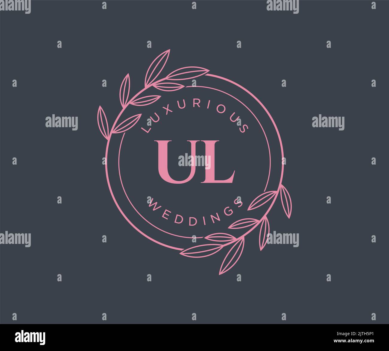 UL iniziali lettera Wedding monogramma modello logo, disegnata a mano moderno minimalista e modelli floreali per carte di invito, Salva la data, elegante Illustrazione Vettoriale