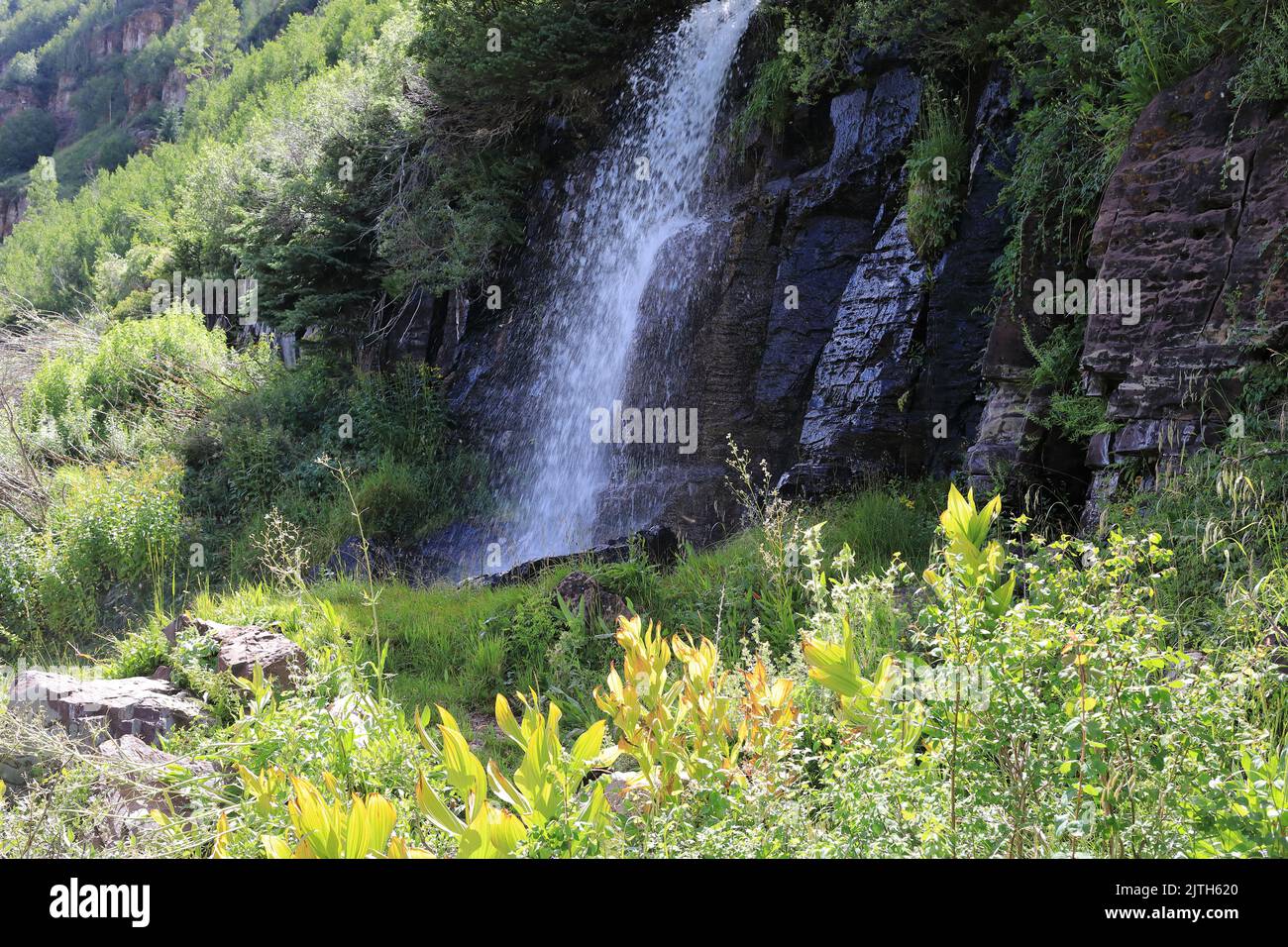 Cascate sul sentiero del passo di Kennebec Foto Stock