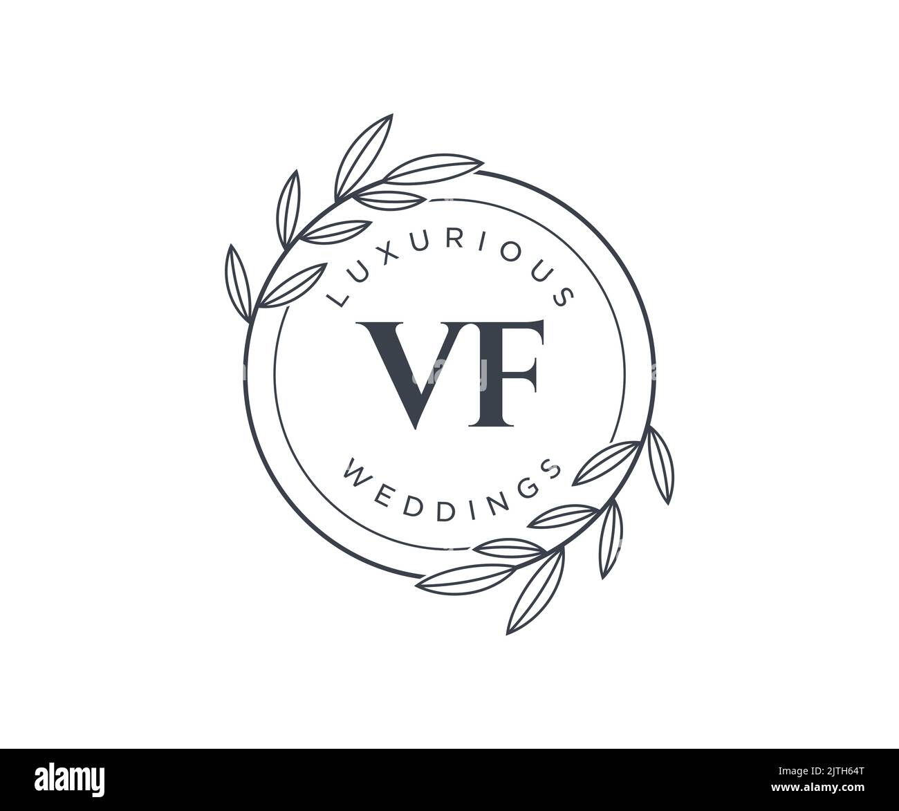 VF iniziali lettera monogramma modello logo matrimonio, modelli moderni minimalisti e floreali disegnati a mano per le carte di invito, Salva la data, elegante Illustrazione Vettoriale