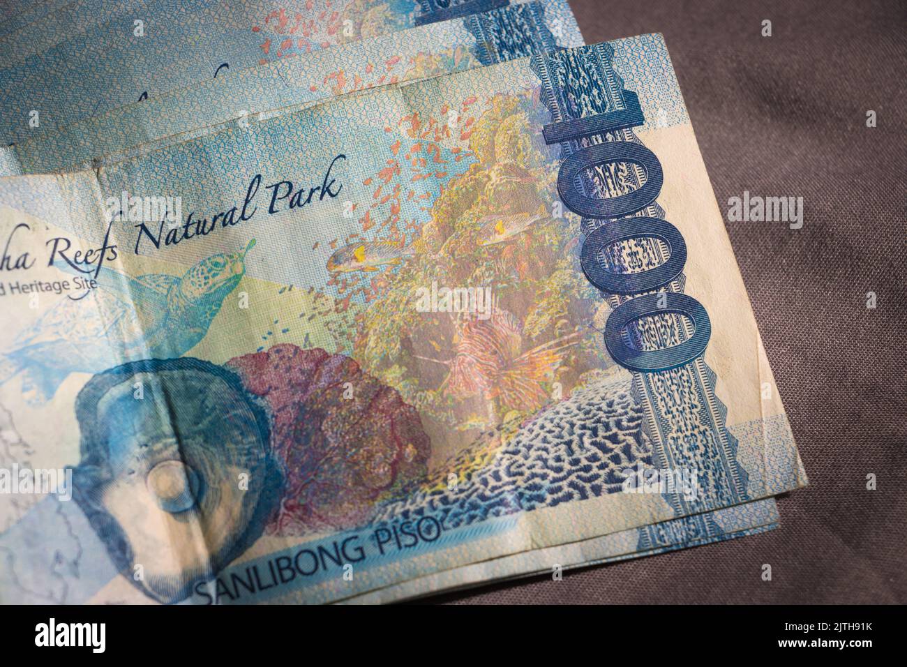 Bollette in peso Filippine, 50, 100, 500 e 1000 pesos, carte fiat in contanti. Economia e concetto finanziario, tagli valutari Foto Stock