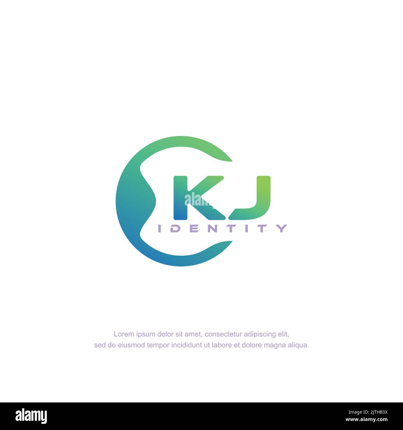 VETTORE modello logo linea circolare lettera INIZIALE KJ con colore sfumato Illustrazione Vettoriale