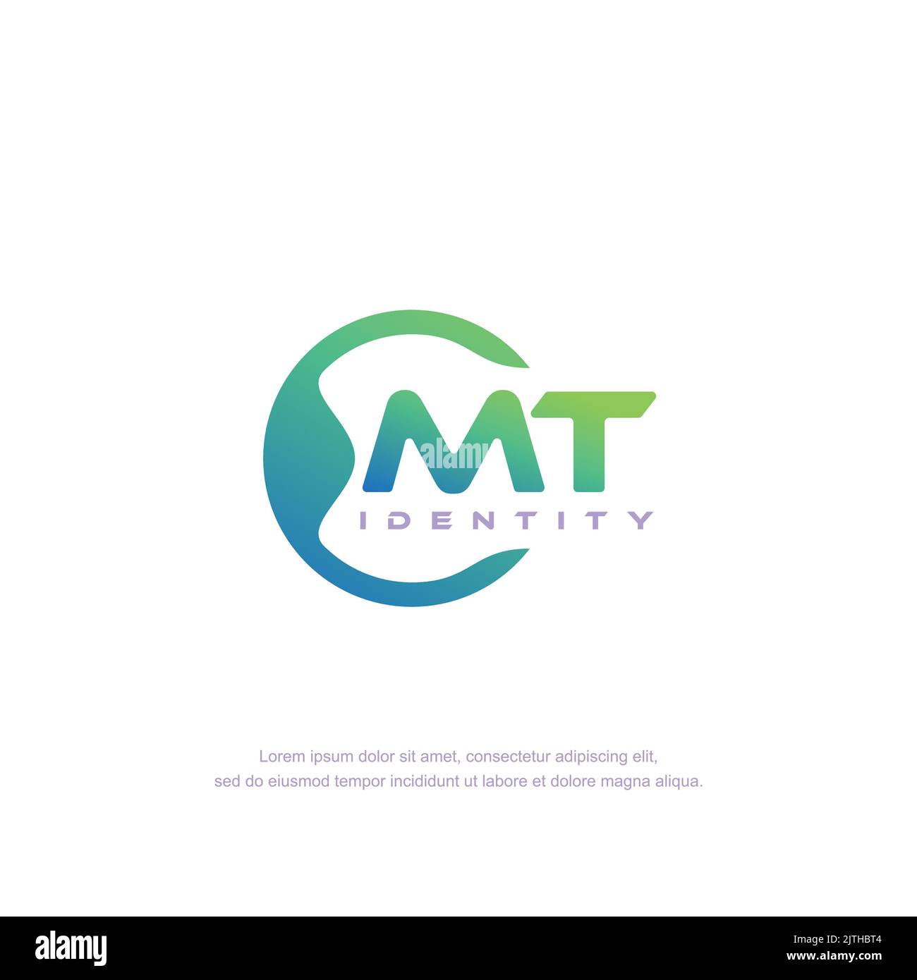 MT vettore modello logo linea circolare lettera iniziale con colore sfumato Illustrazione Vettoriale