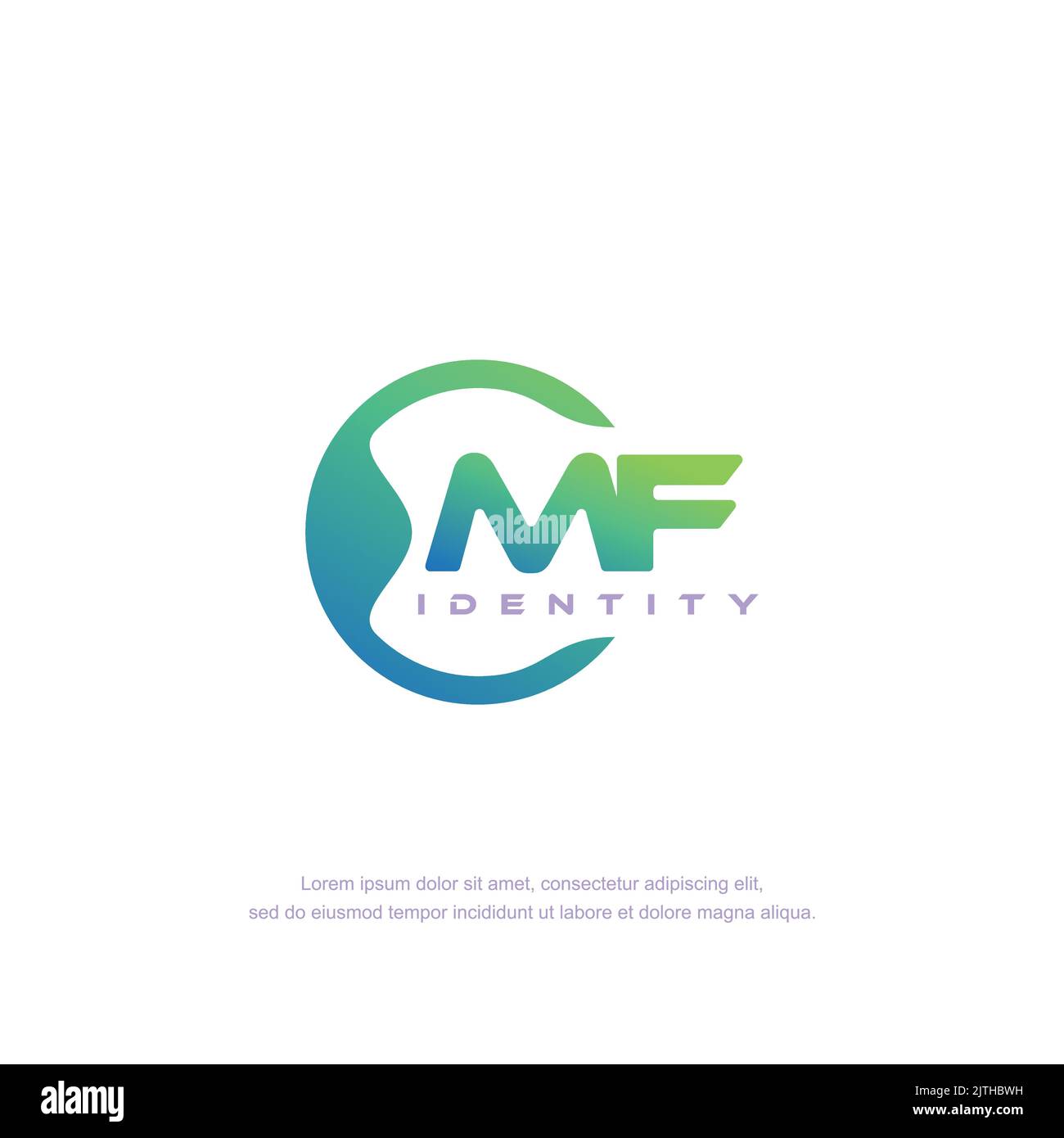 MF vettore modello di logo con linea circolare con lettera iniziale e colore sfumato Illustrazione Vettoriale