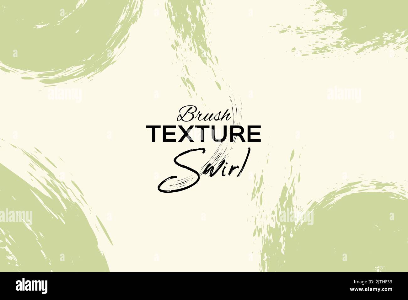 Pennello traccia verde grunge vernice su beige texture swirl astratto sfondo banner minimo. Illustrazione Vettoriale