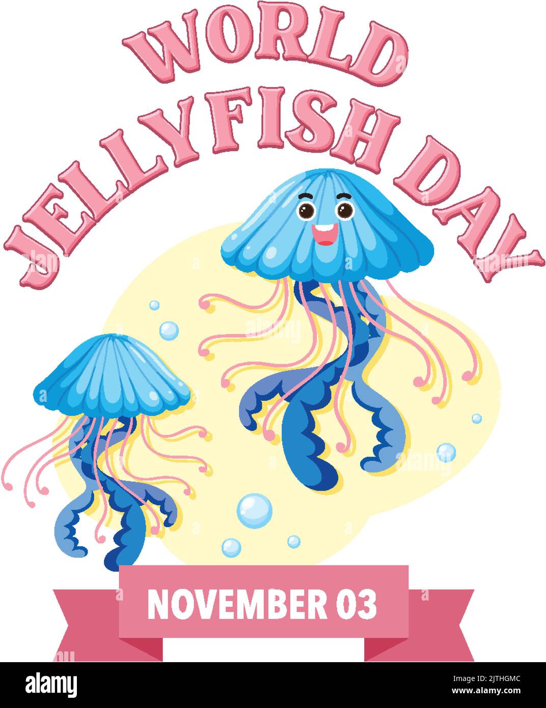 Illustrazione di disegno di bandiera di giorno di Jellyfish del mondo Illustrazione Vettoriale