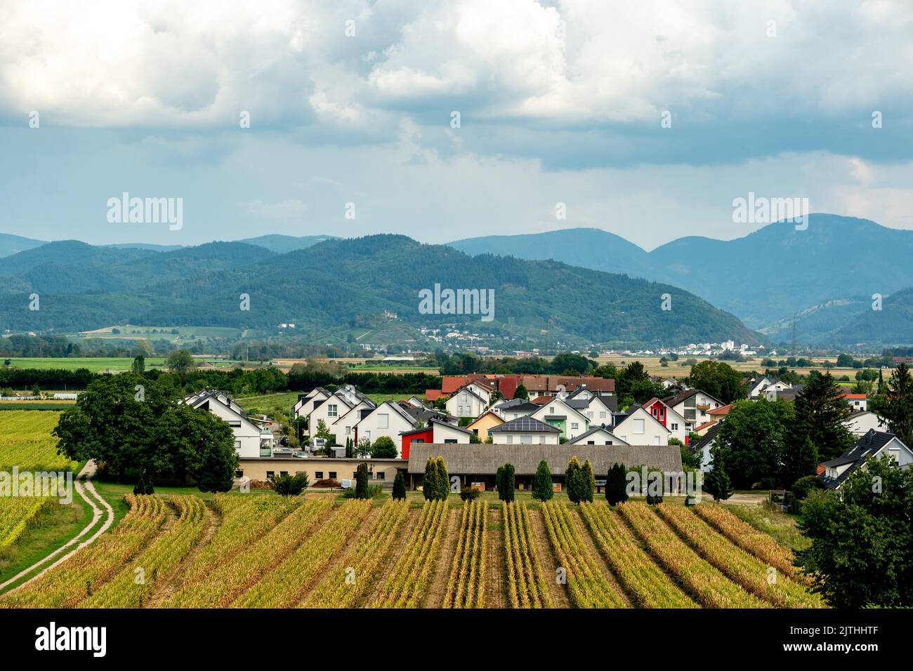 Vista panoramica di Tunsel, quartiere di Bad Krozingen Foto Stock