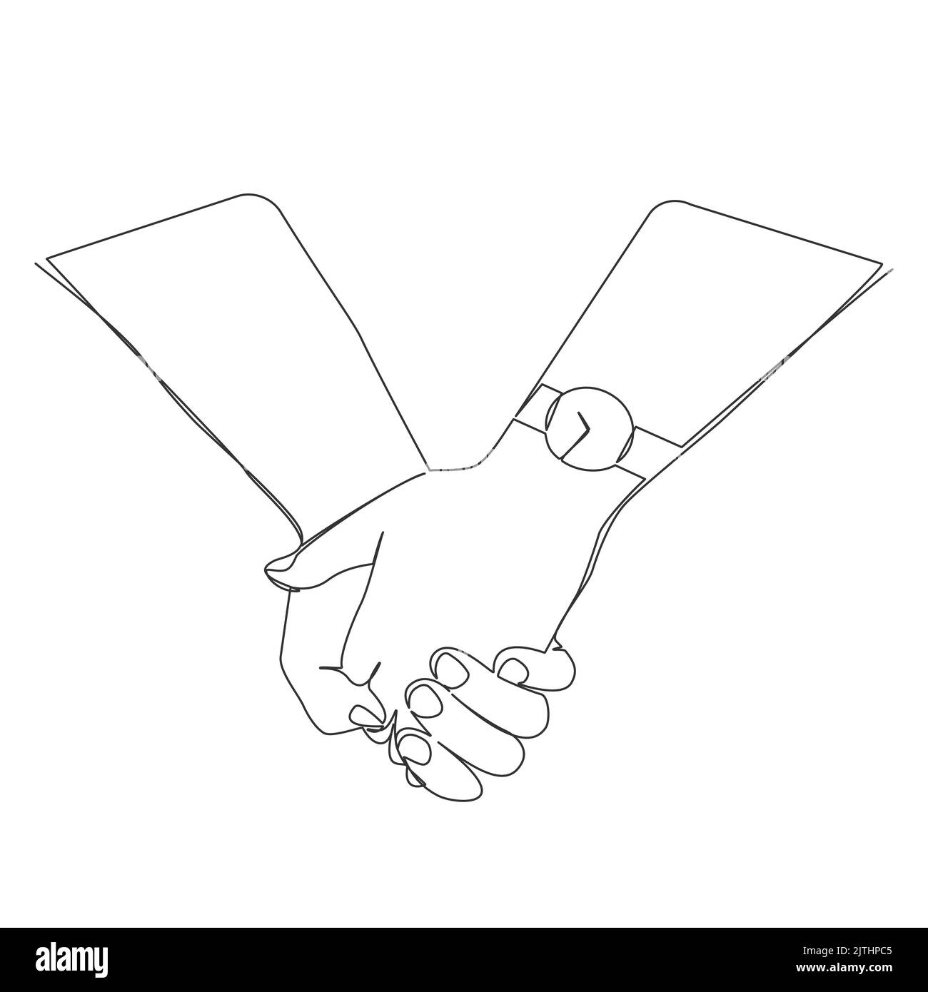 disegno a linea singola di una coppia che tiene le mani, illustrazione vettoriale della line art Illustrazione Vettoriale