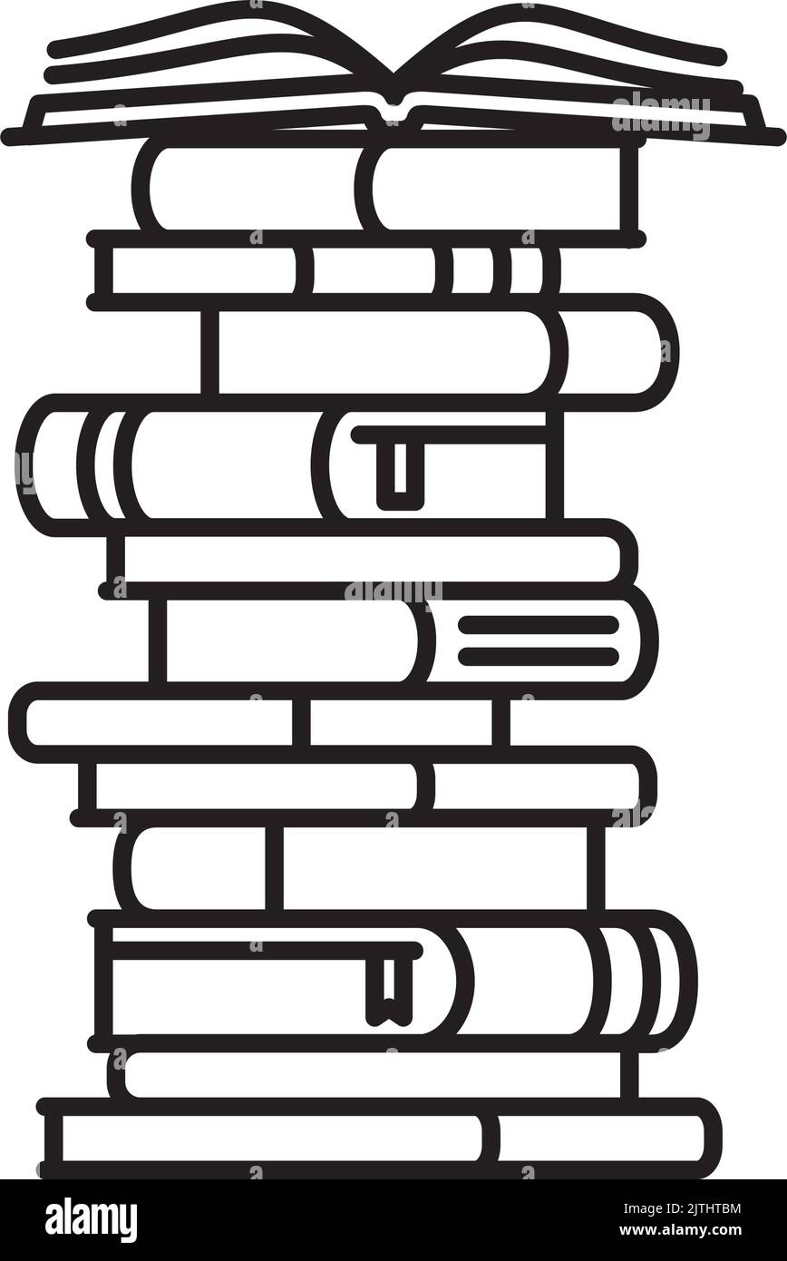 Alto stack di libri linea icona vettore illustrazione per la lettura Di Un libro giorno il 6 settembre. Illustrazione Vettoriale