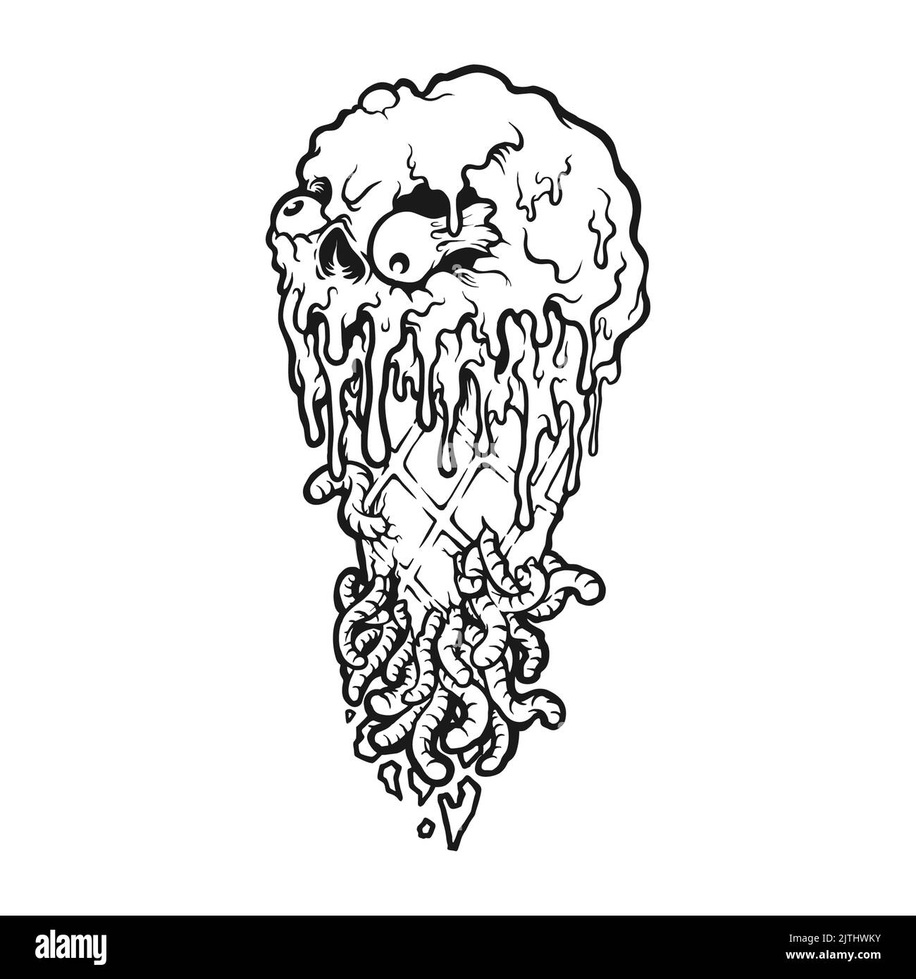 Cone Ice Cream Silhouette illustrazioni vettoriali per il tuo lavoro Logo, mascotte merchandise t-shirt, adesivi e disegni di etichette, poster, vettura di benvenuto Foto Stock