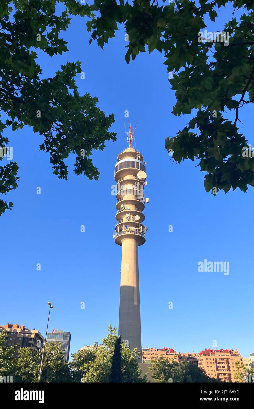 Movistar Telecommunications torre a Saragozza, Spagna Foto Stock